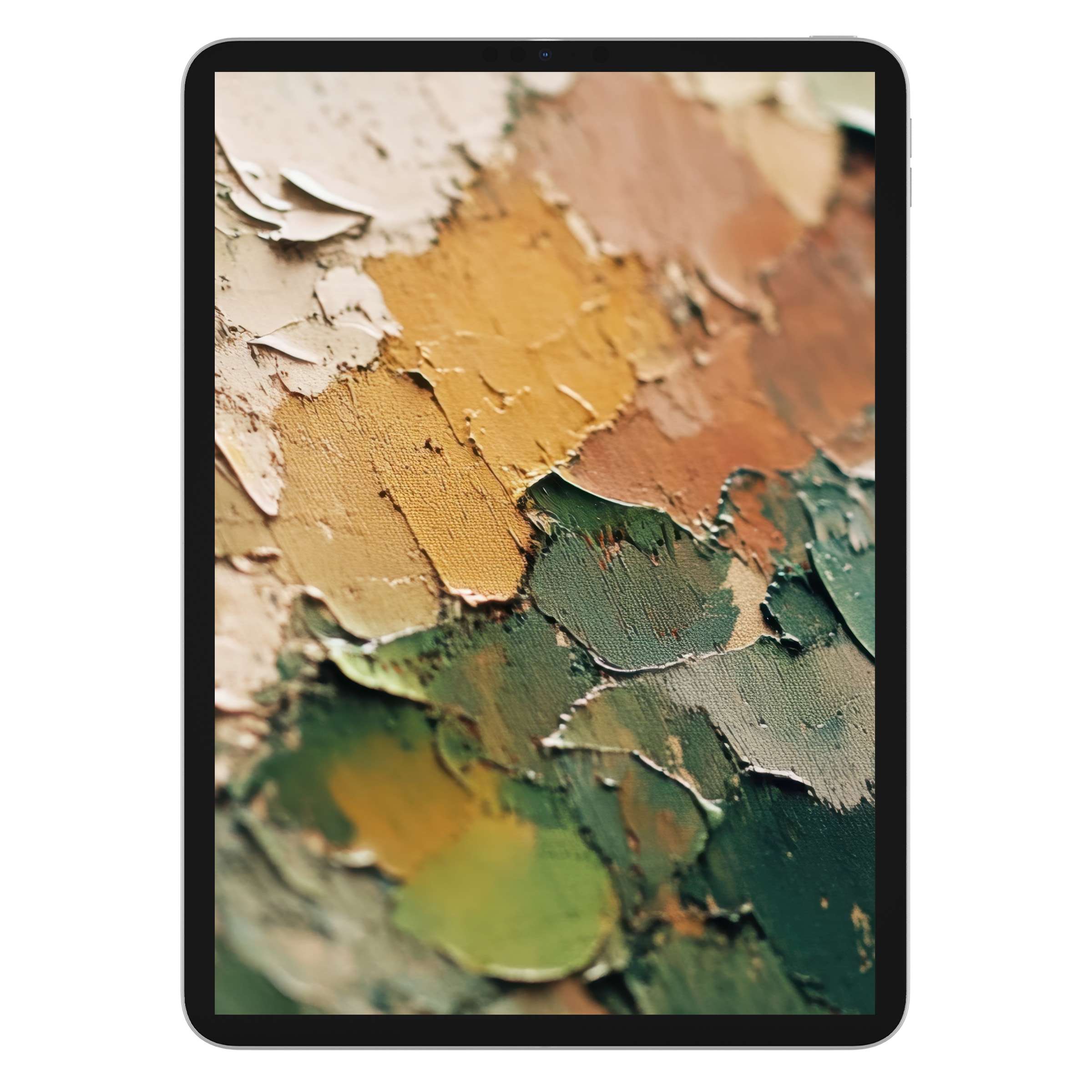 Earthy abstract iPad wallpaper with textured paint layers offers an inspiring digital download background for any tablet user
