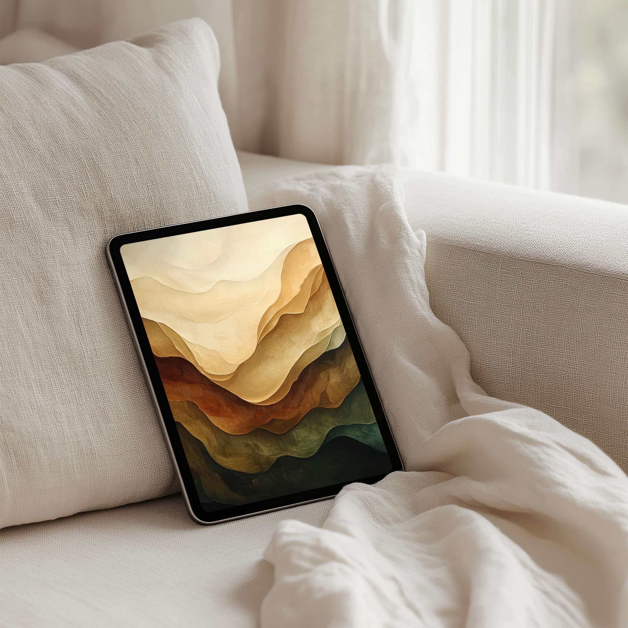 Elegant earthy abstract art for iPad background inspires calm and mindfulness instant download perfect for all tablet styles