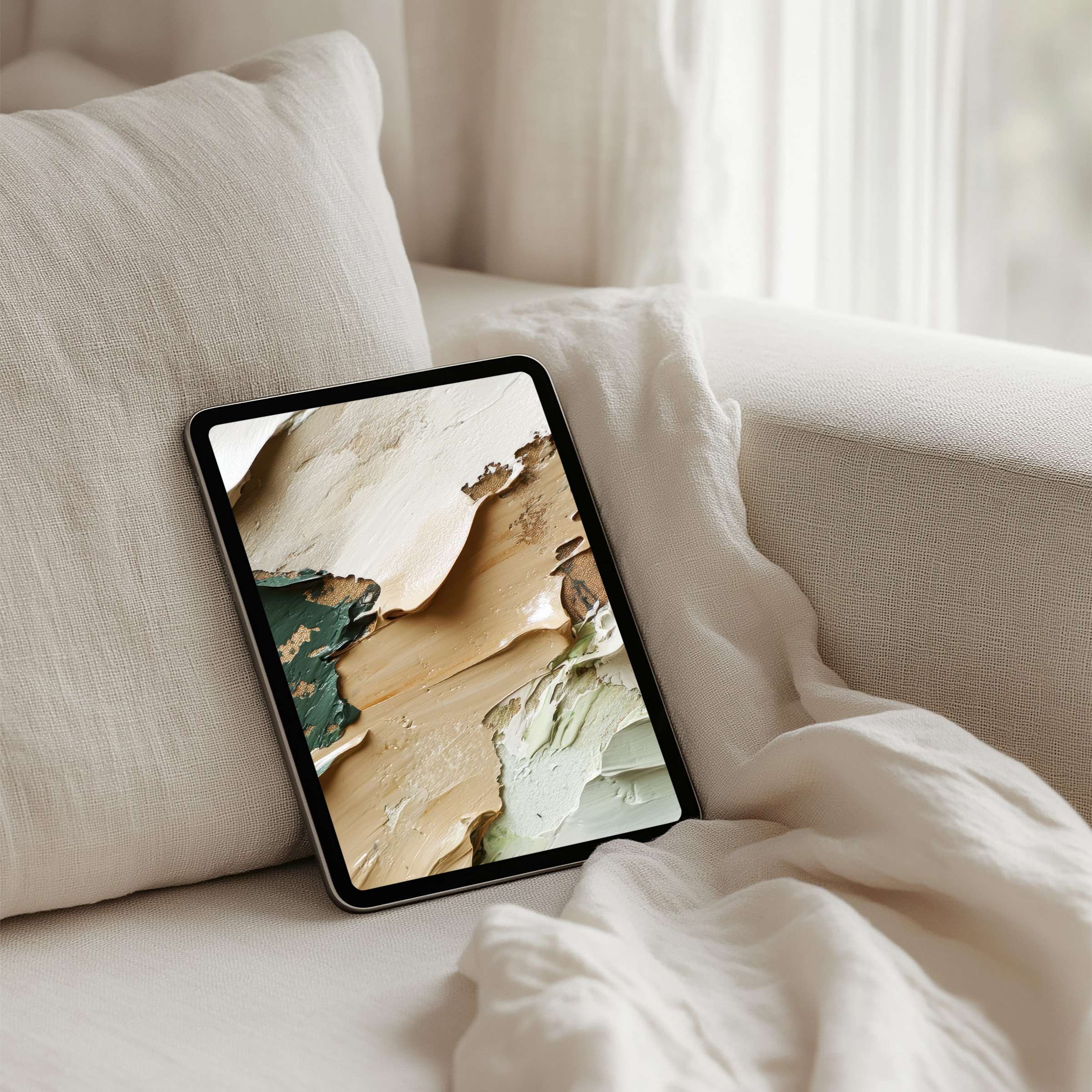 Elegant iPad background featuring earthy textures perfect for instant download and enhancing mindfulness on any tablet device