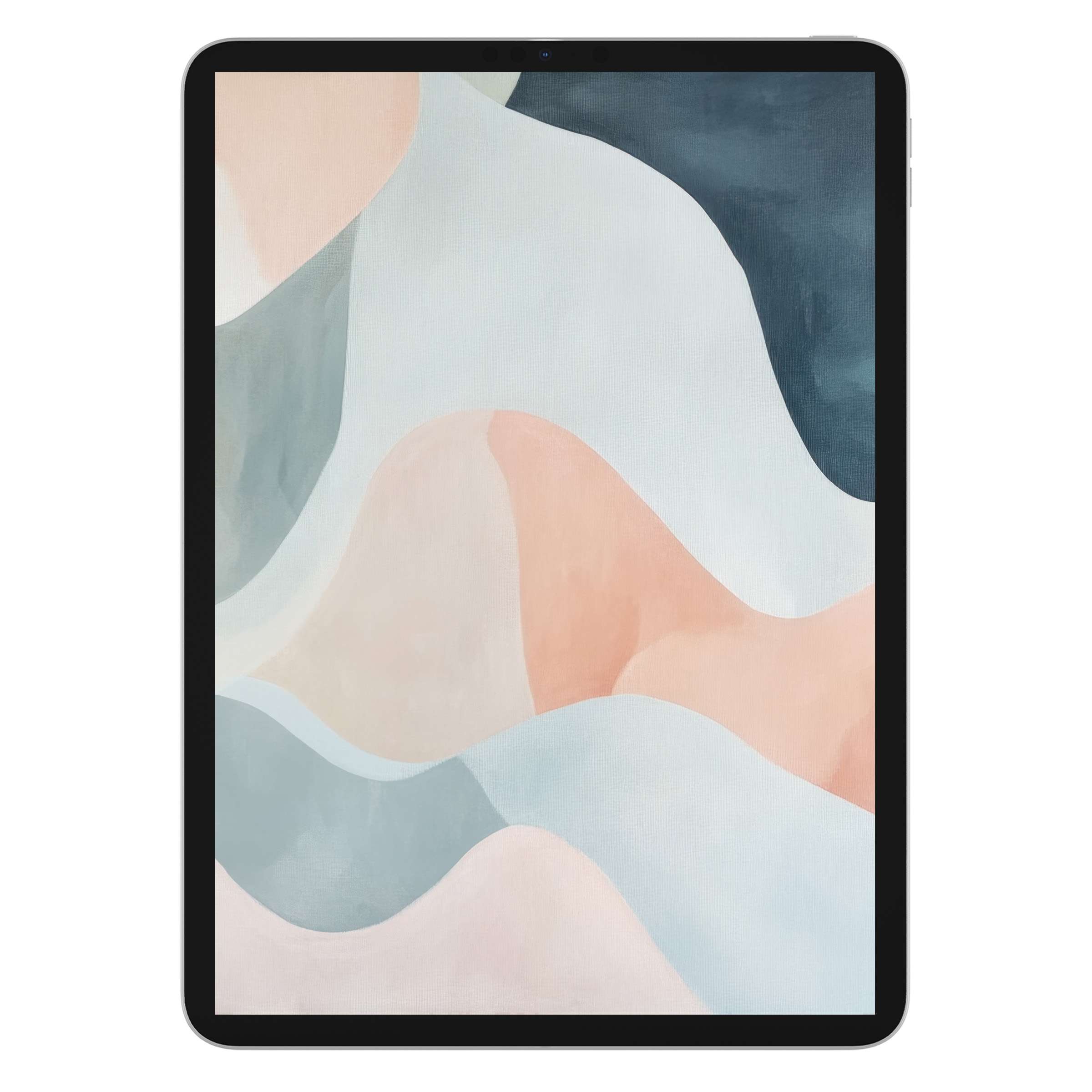 Elegant abstract iPad wallpaper with soft pastel waves, perfect digital download for calming tablet background and sustainable design