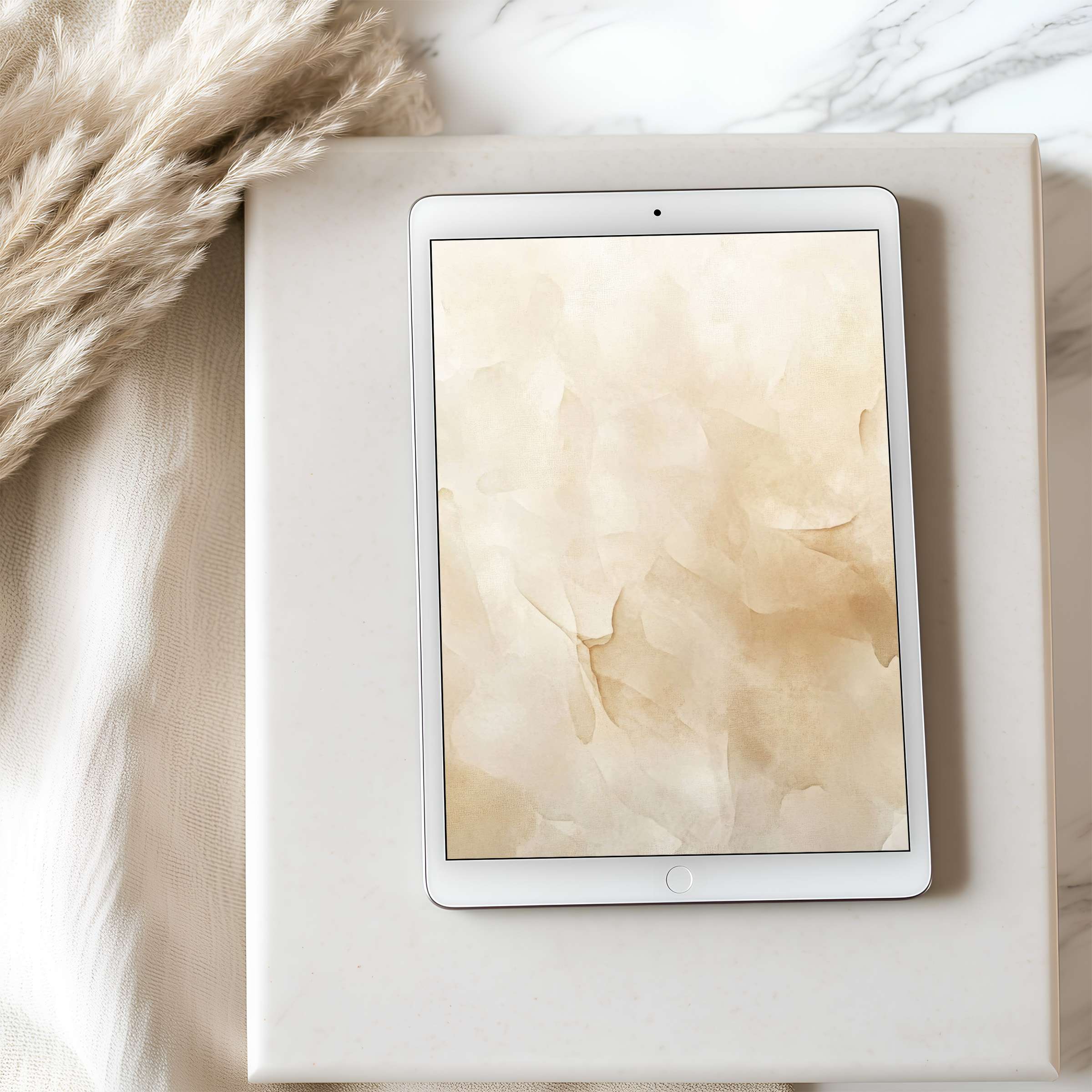 Elegant tablet wallpaper with neutral abstract art enhances calm interiors, perfect for iPad and Android tablets, high resolution download