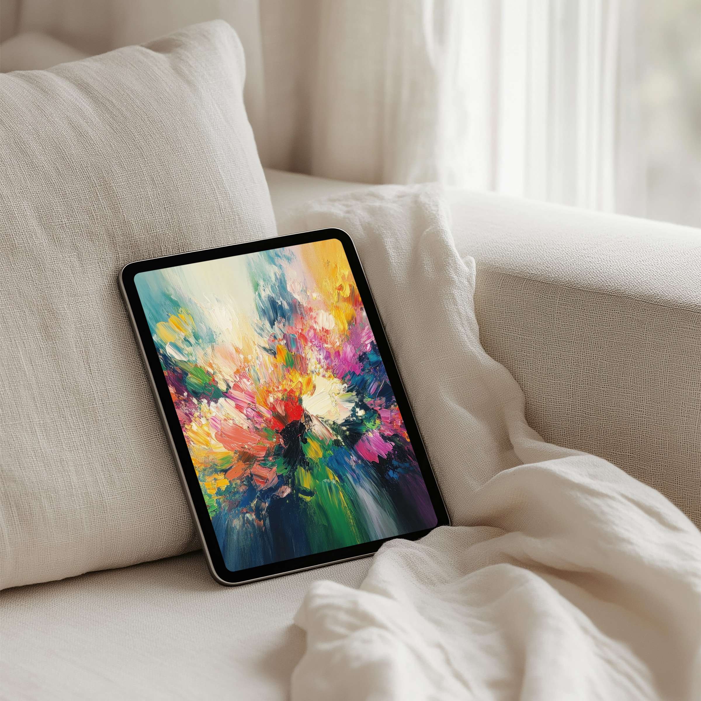 Vibrant floral abstract iPad background brings calm elegance and inspiration to your tablet instant download for seamless style