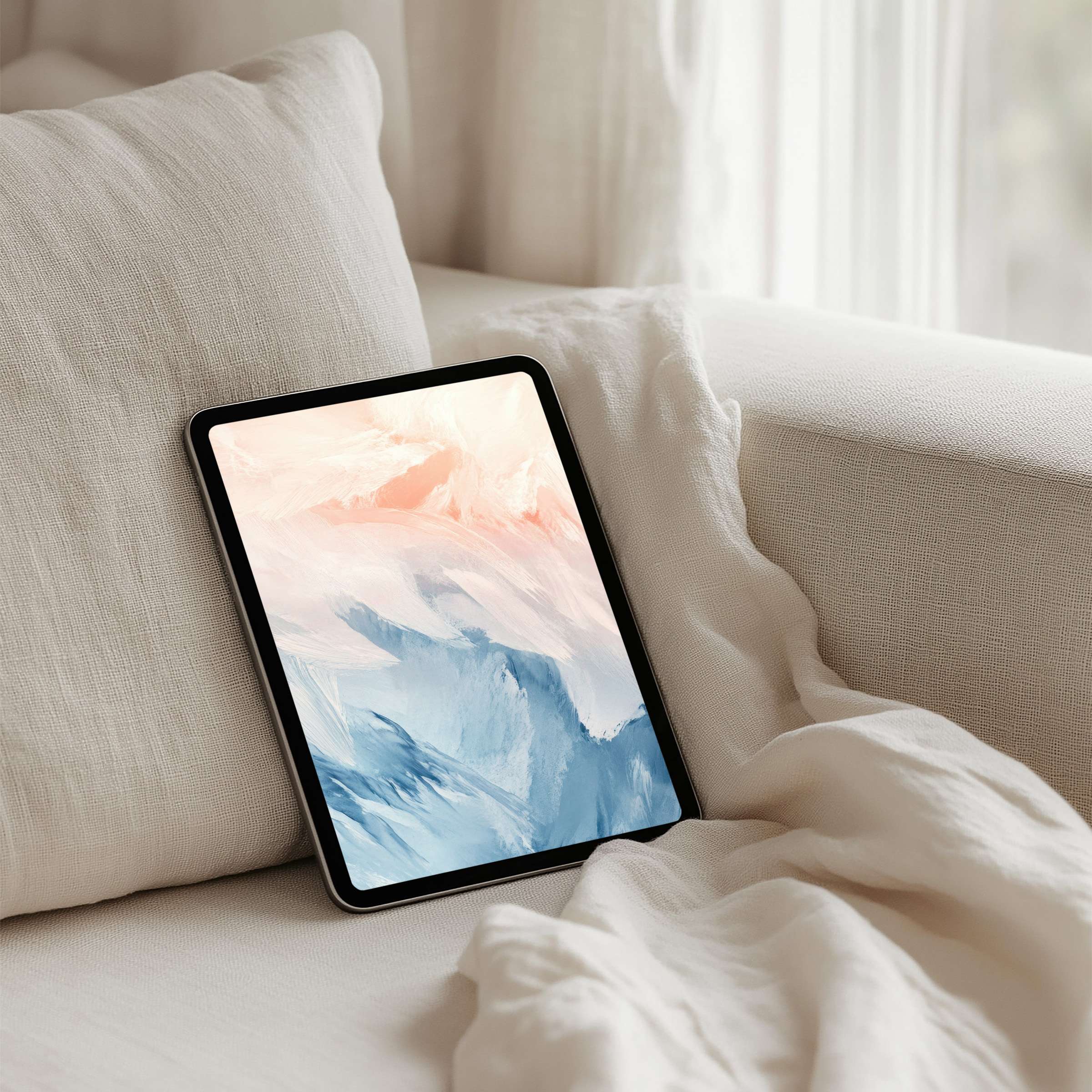 Elegant abstract pastel artwork iPad background offers instant download for tablets inspiring calm and mindfulness in any space