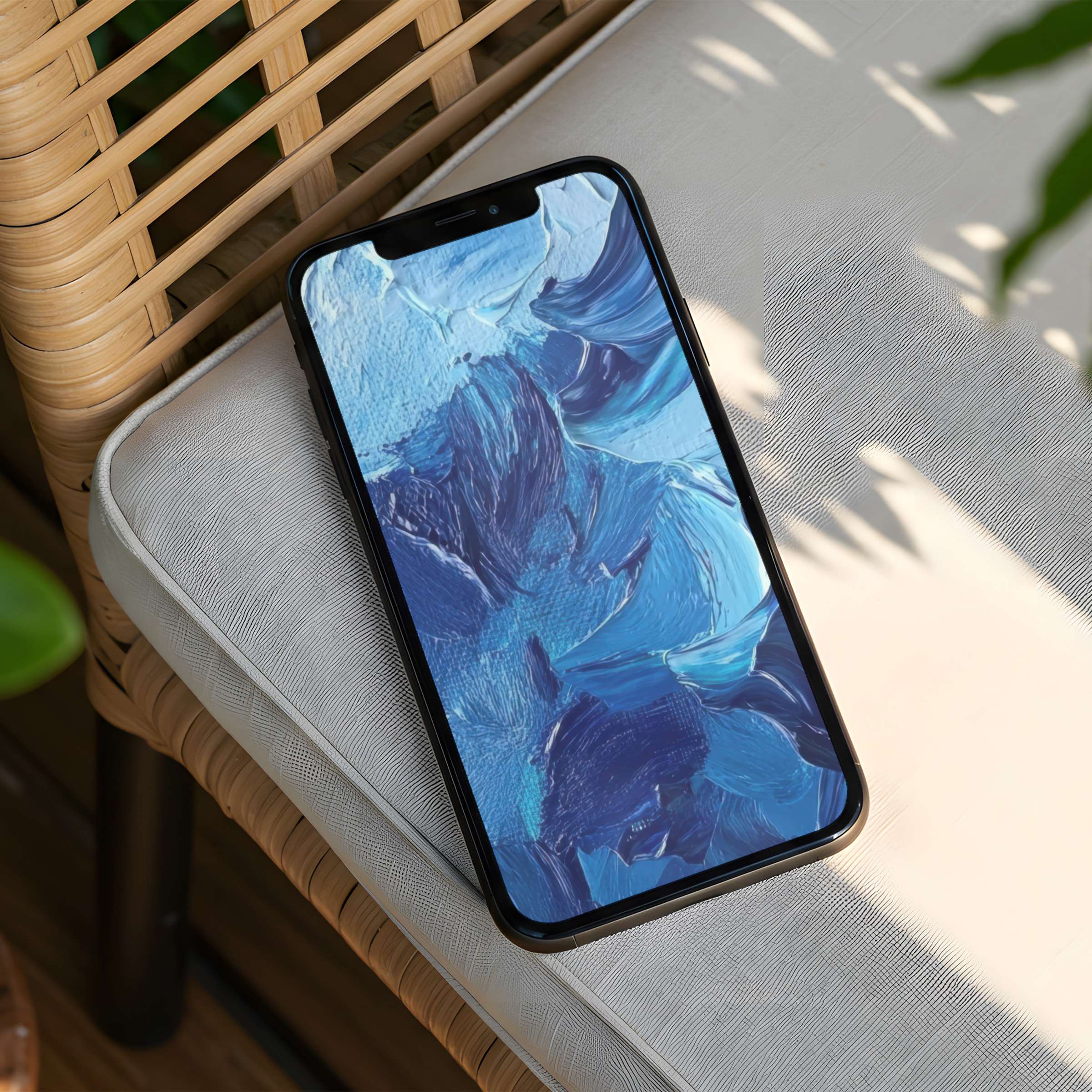 Elegant blue abstract art iPhone background for instant download brings calm and inspiration to any phone screen settings