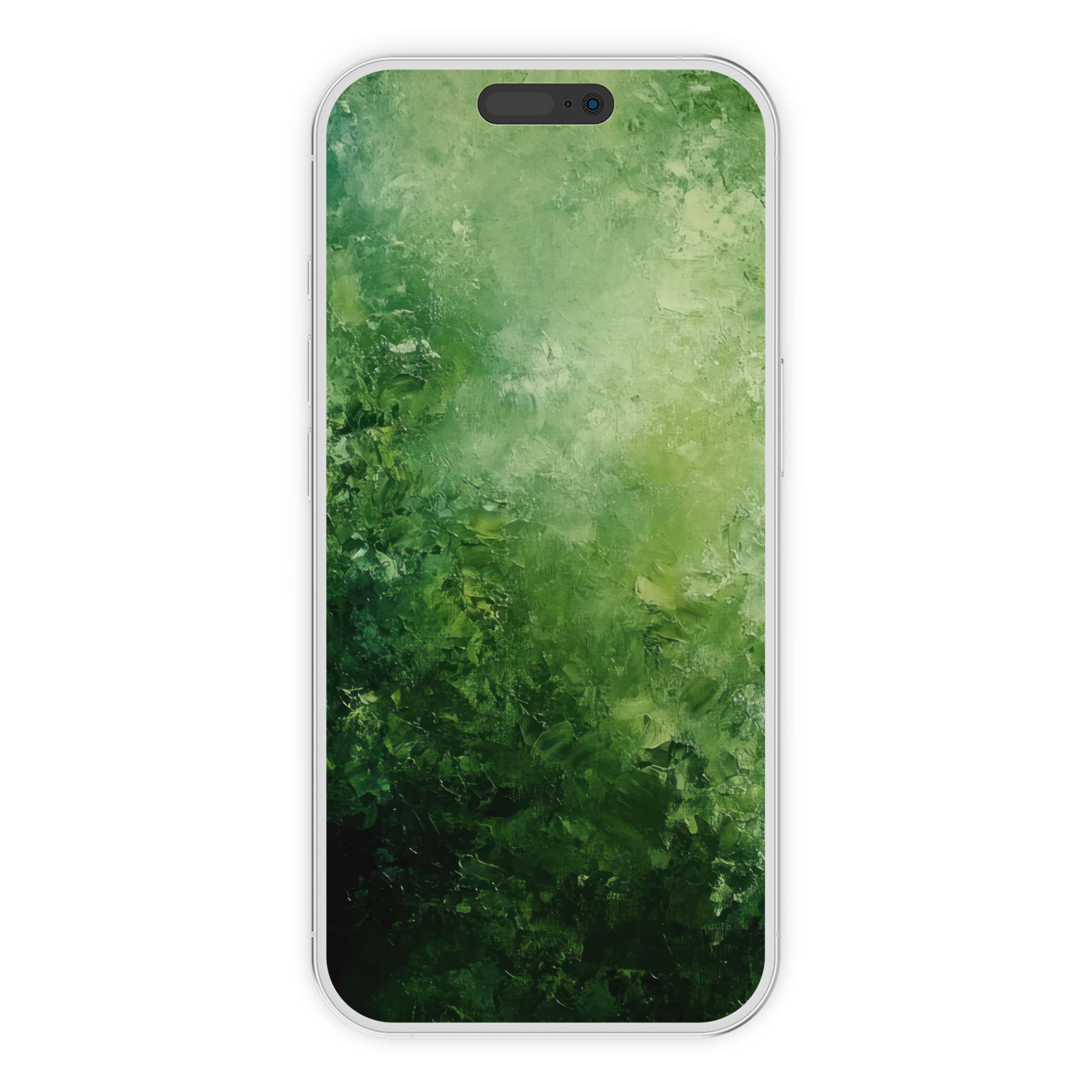 Serene abstract iPhone wallpaper with lush green textures evokes tranquility, perfect phone background for digital download use