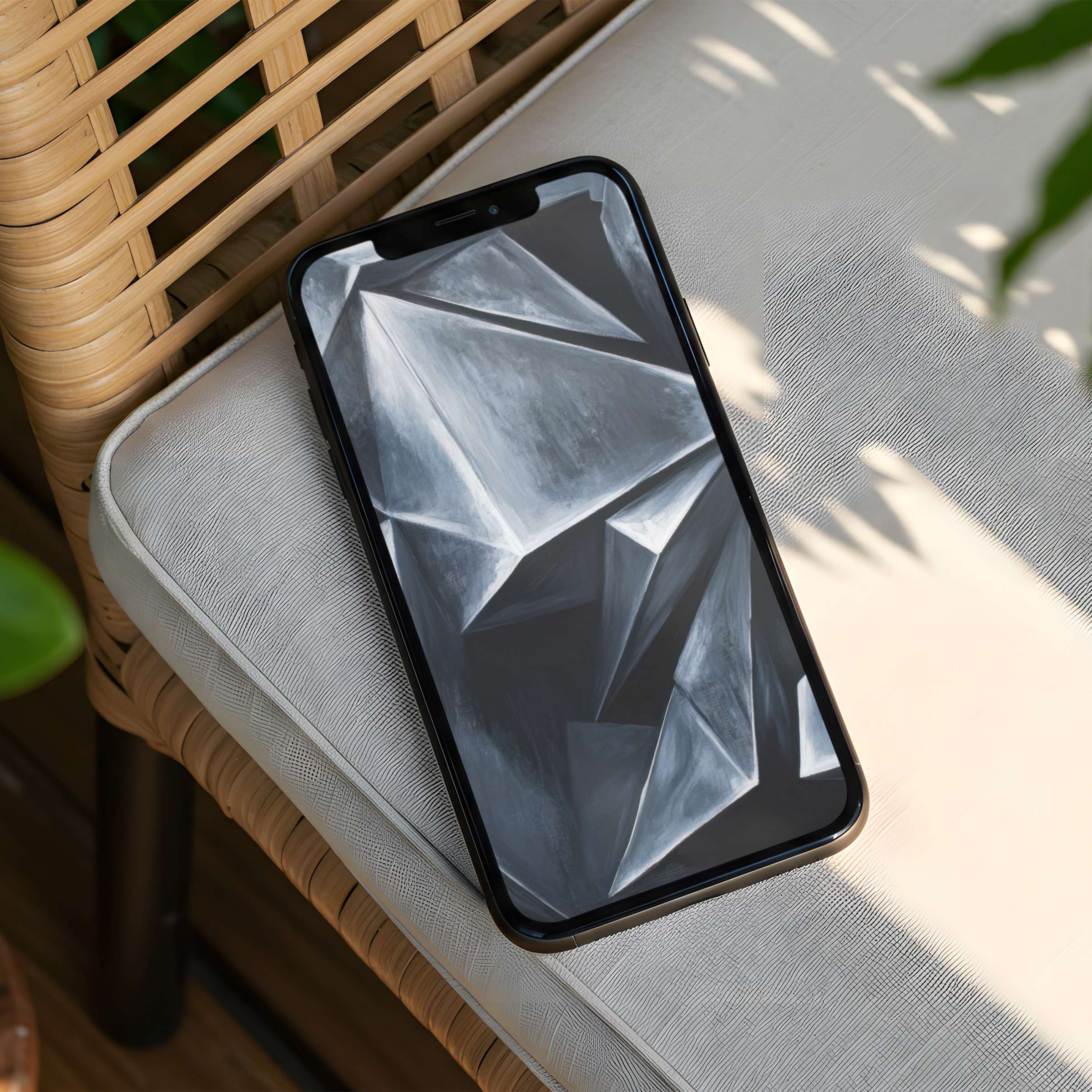 Elegant geometric iPhone background in grayscale for instant download adds a touch of calm mindfulness to your phone's aesthetic