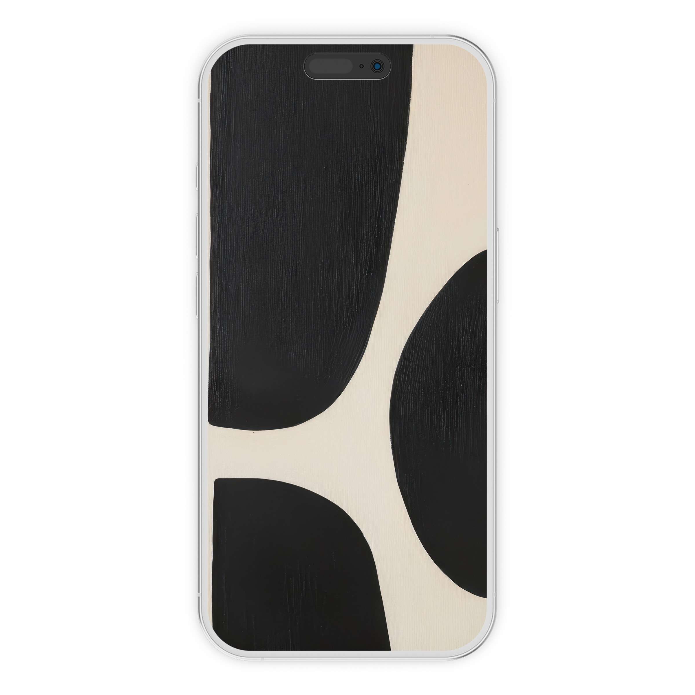 Stylish abstract iPhone wallpaper blending black and cream shapes for a serene phone background digital download suits Android devices