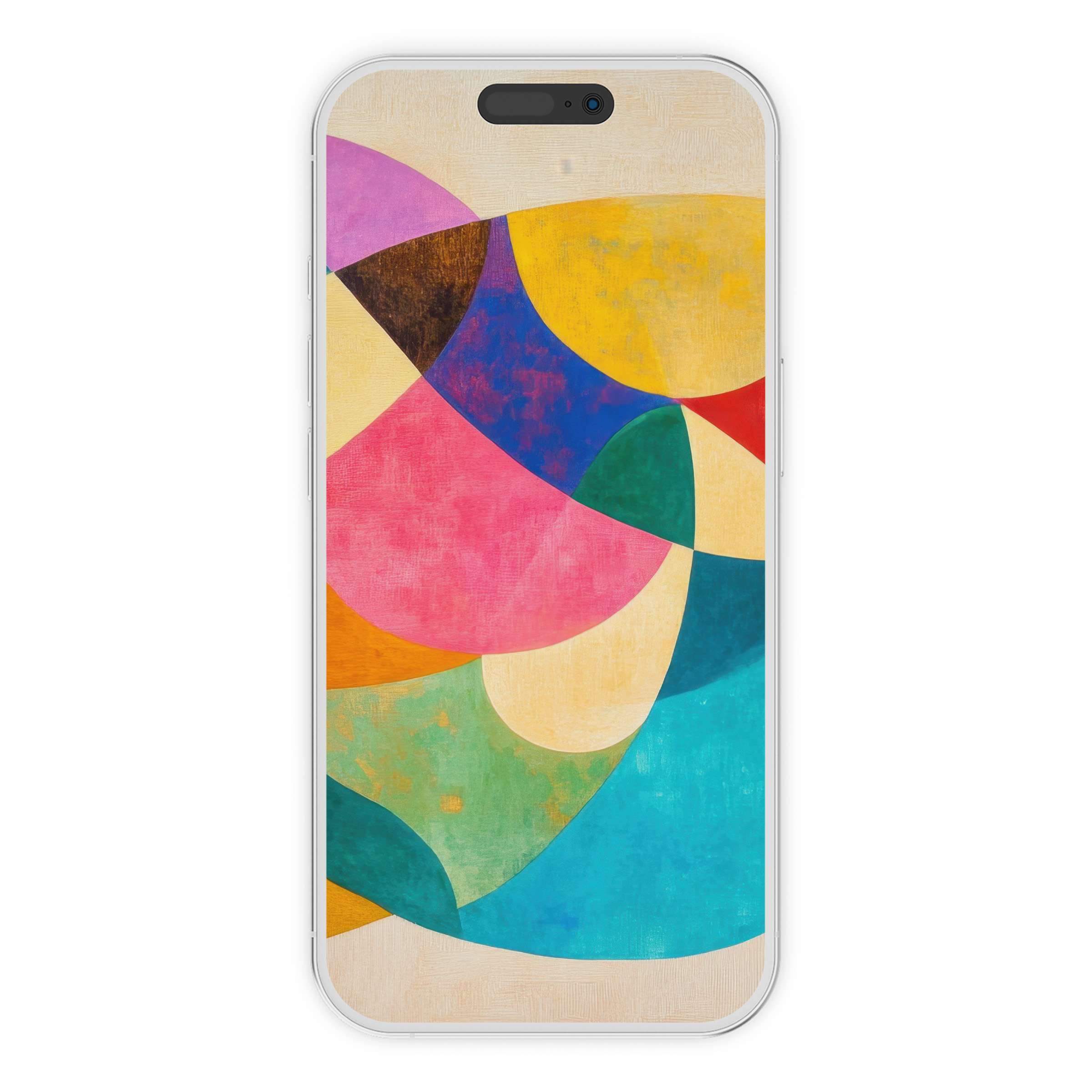 Colorful abstract iPhone wallpaper with elegant curves and vibrant hues for serene phone backgrounds available as a digital download