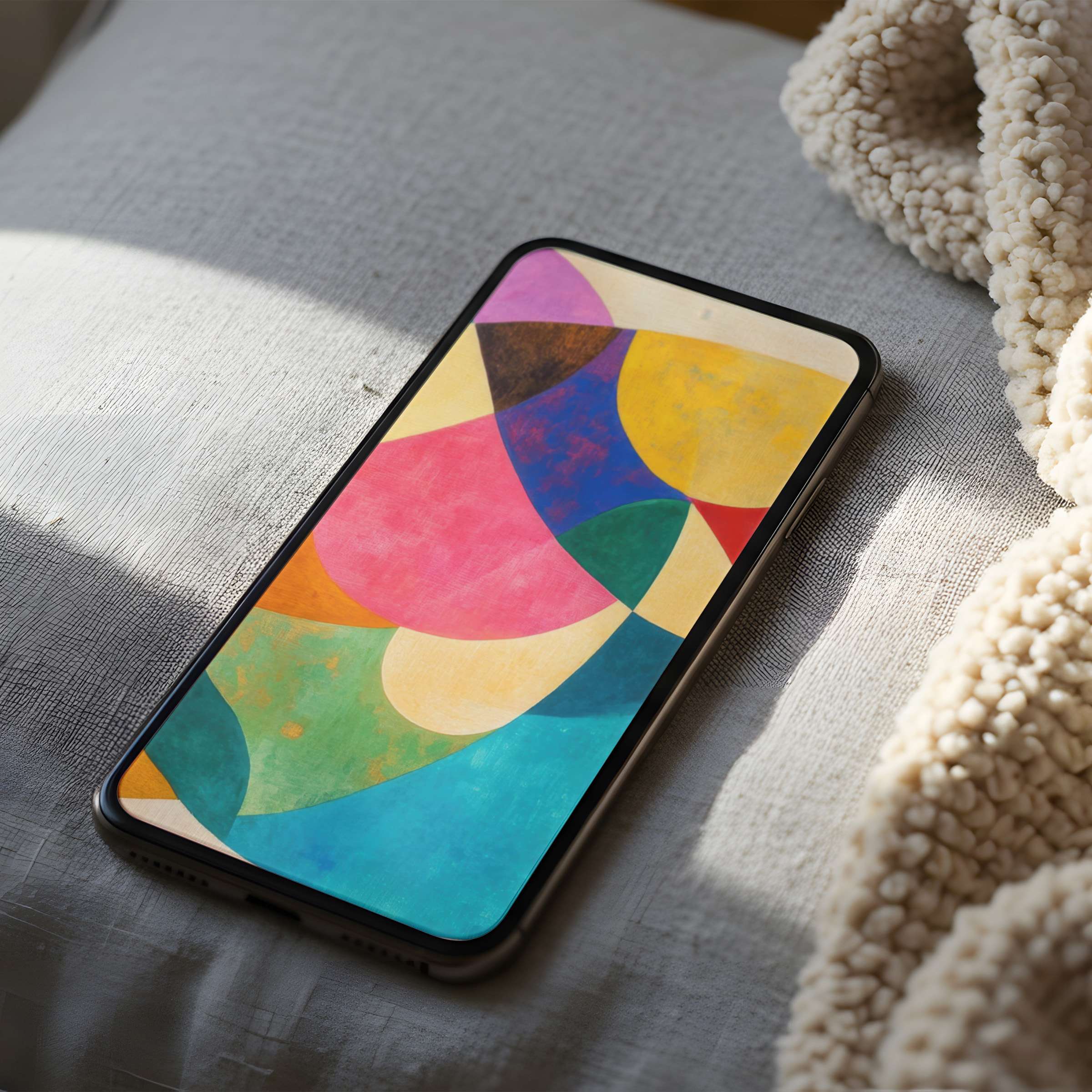 Vibrant abstract phone wallpaper in high resolution for iPhone and Android phones evokes tranquility and modern elegance in any space