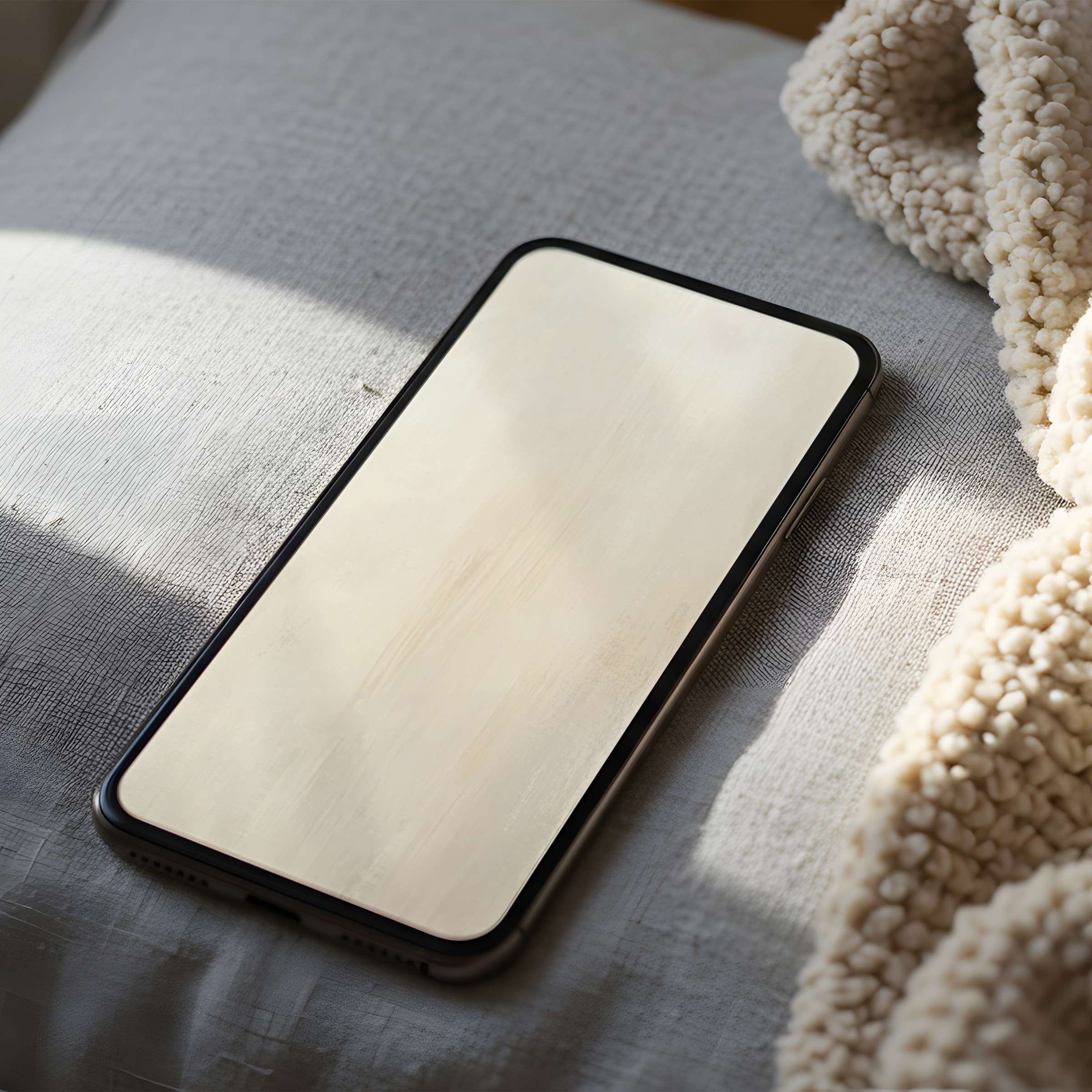 Elegant beige phone wallpaper on a high-resolution screen captures serene minimalism perfect for iPhone and Android digital download