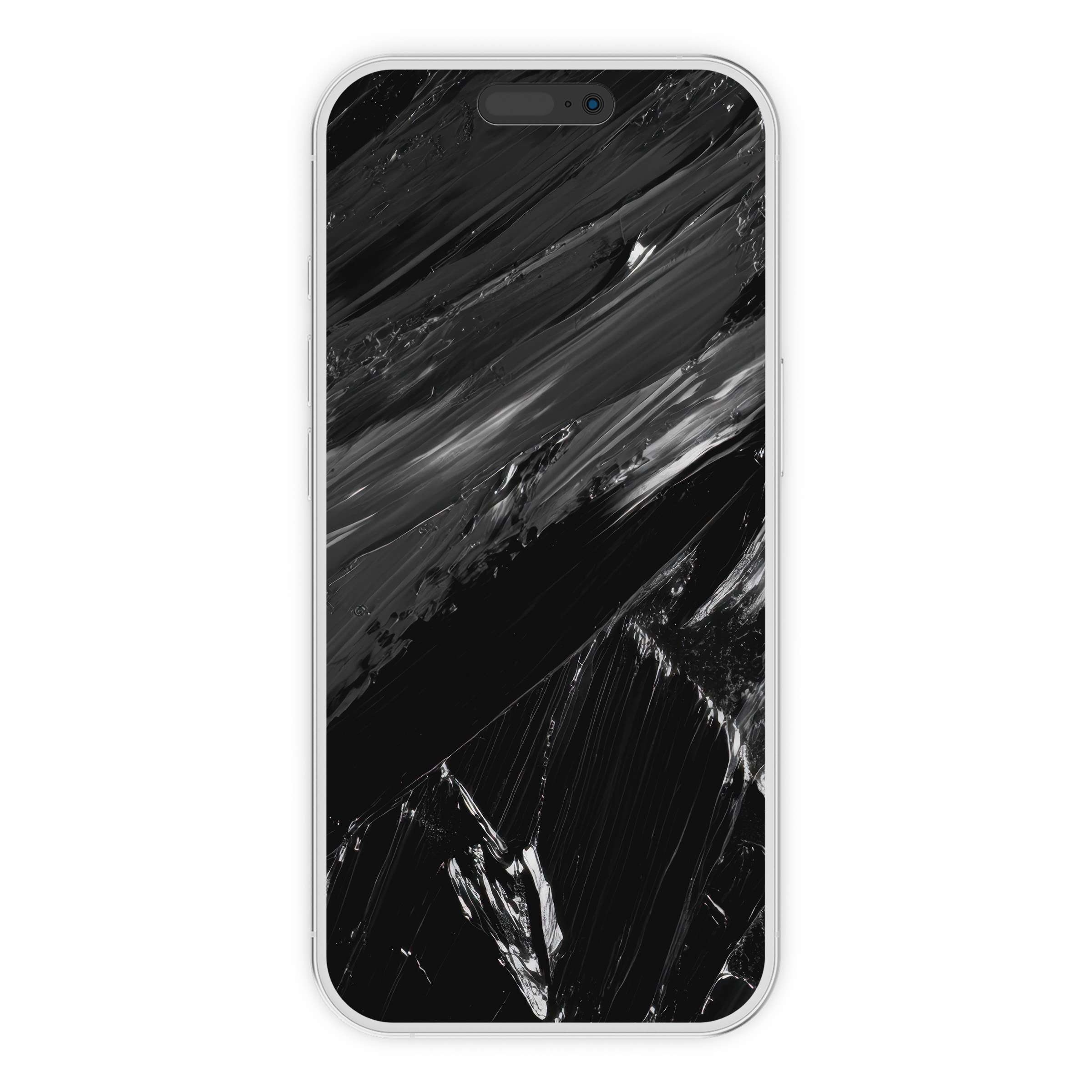 Elegant abstract iPhone wallpaper with sleek black brushstrokes creates a serene phone background for iPhone and Android digital download
