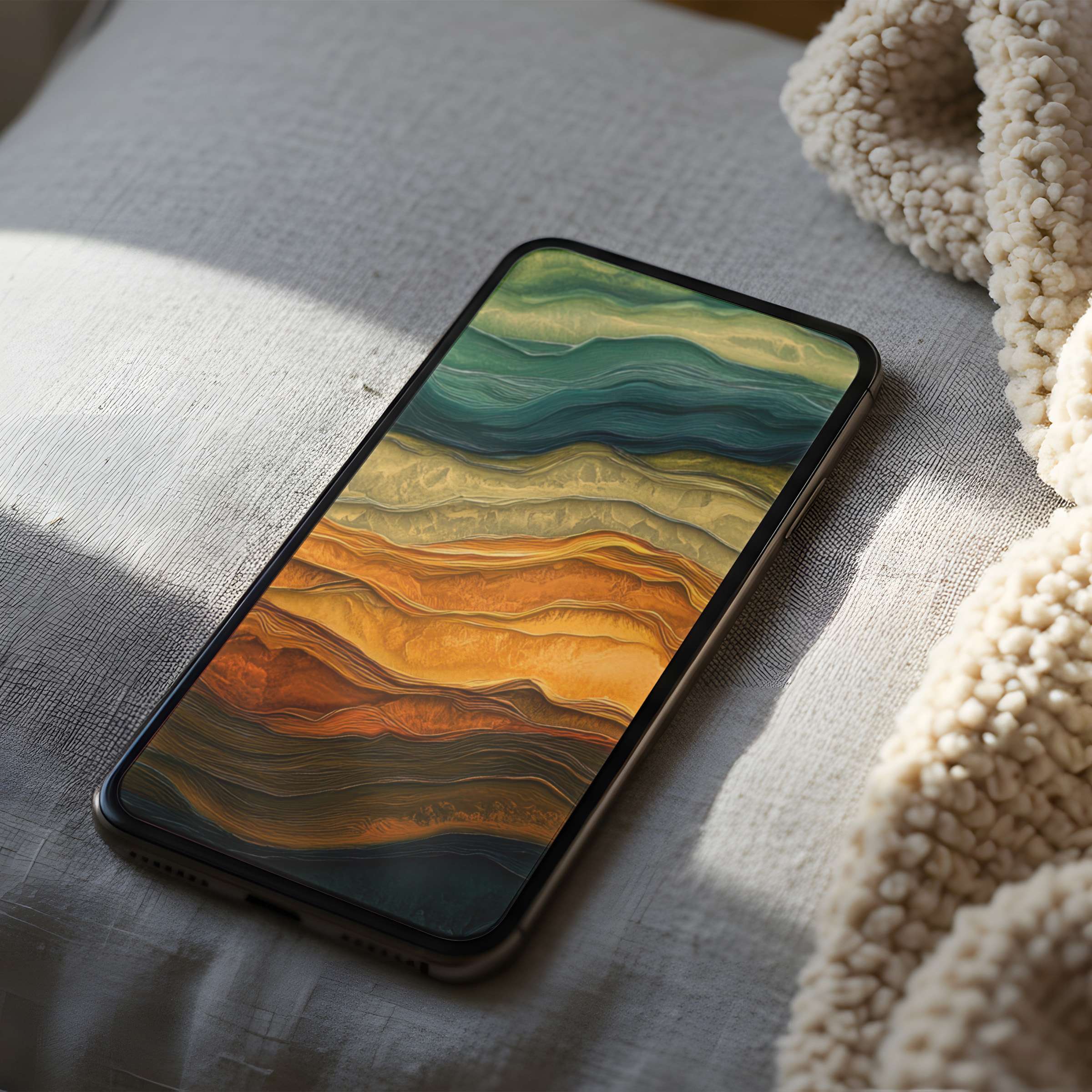 Elegant high-resolution phone wallpaper featuring abstract layers in earthy tones, perfect for iPhone and Android digital downloads