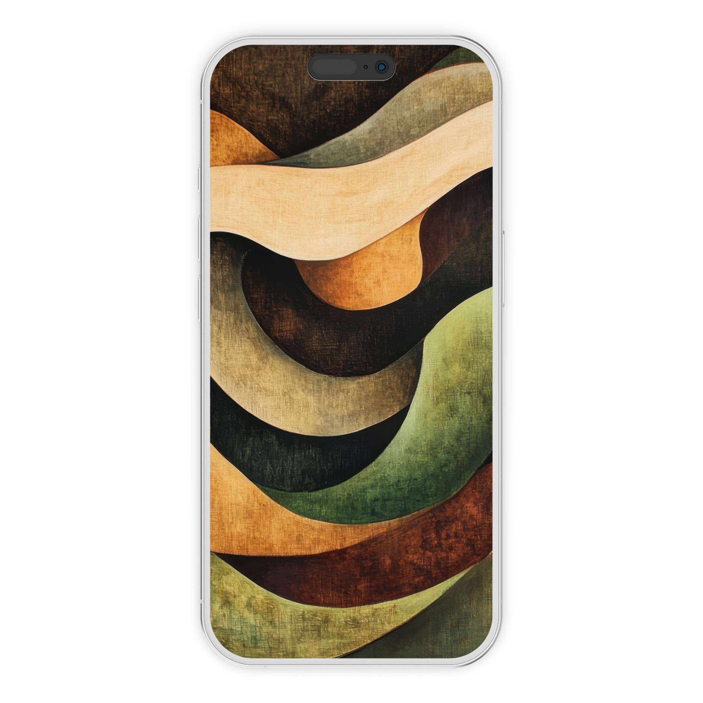 Elegant abstract iPhone wallpaper with earthy tones and flowing textures offers a calming phone background, available as a digital download