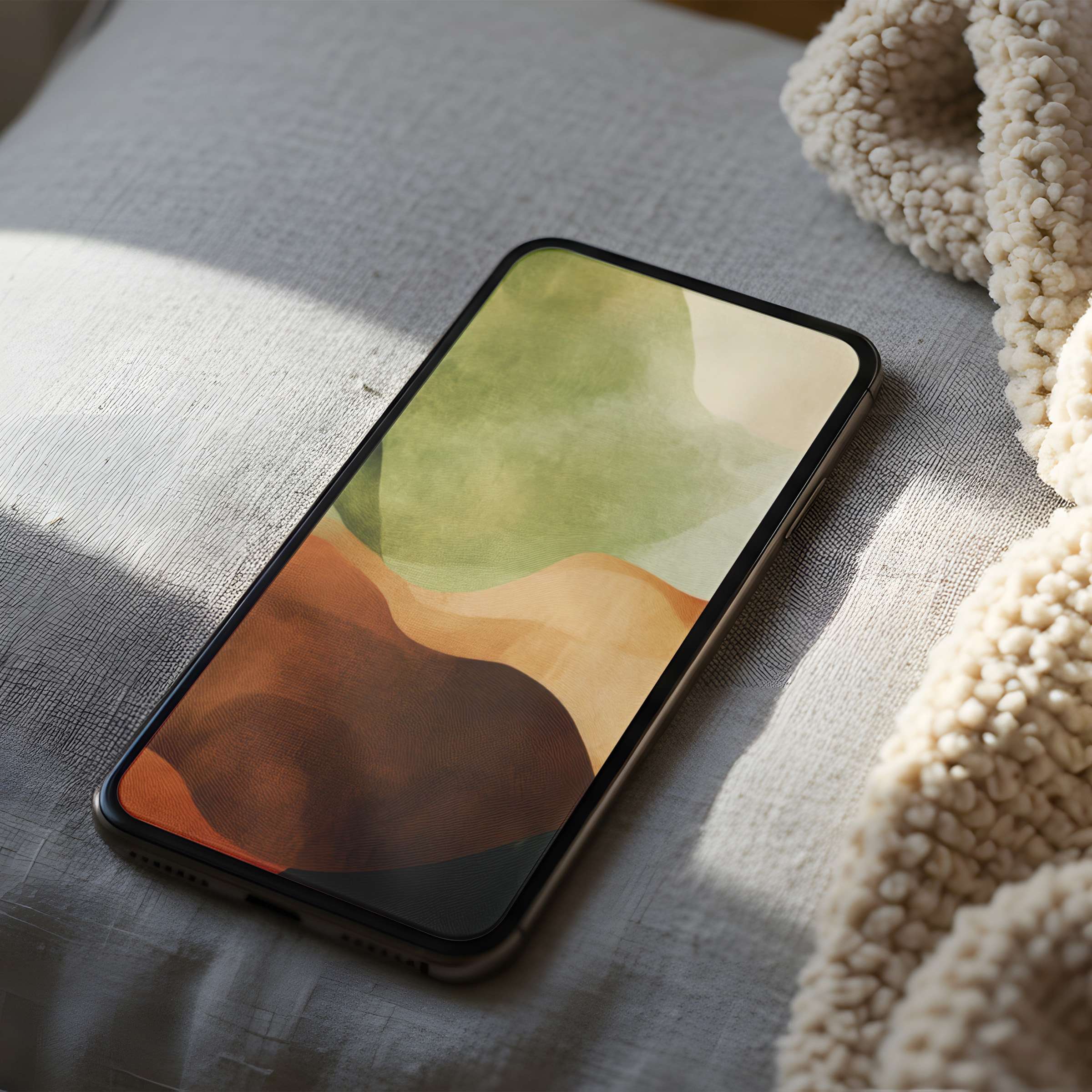 Calming abstract phone wallpaper with earthy tones and organic shapes, curated for high resolution iPhone and Android use, digital download