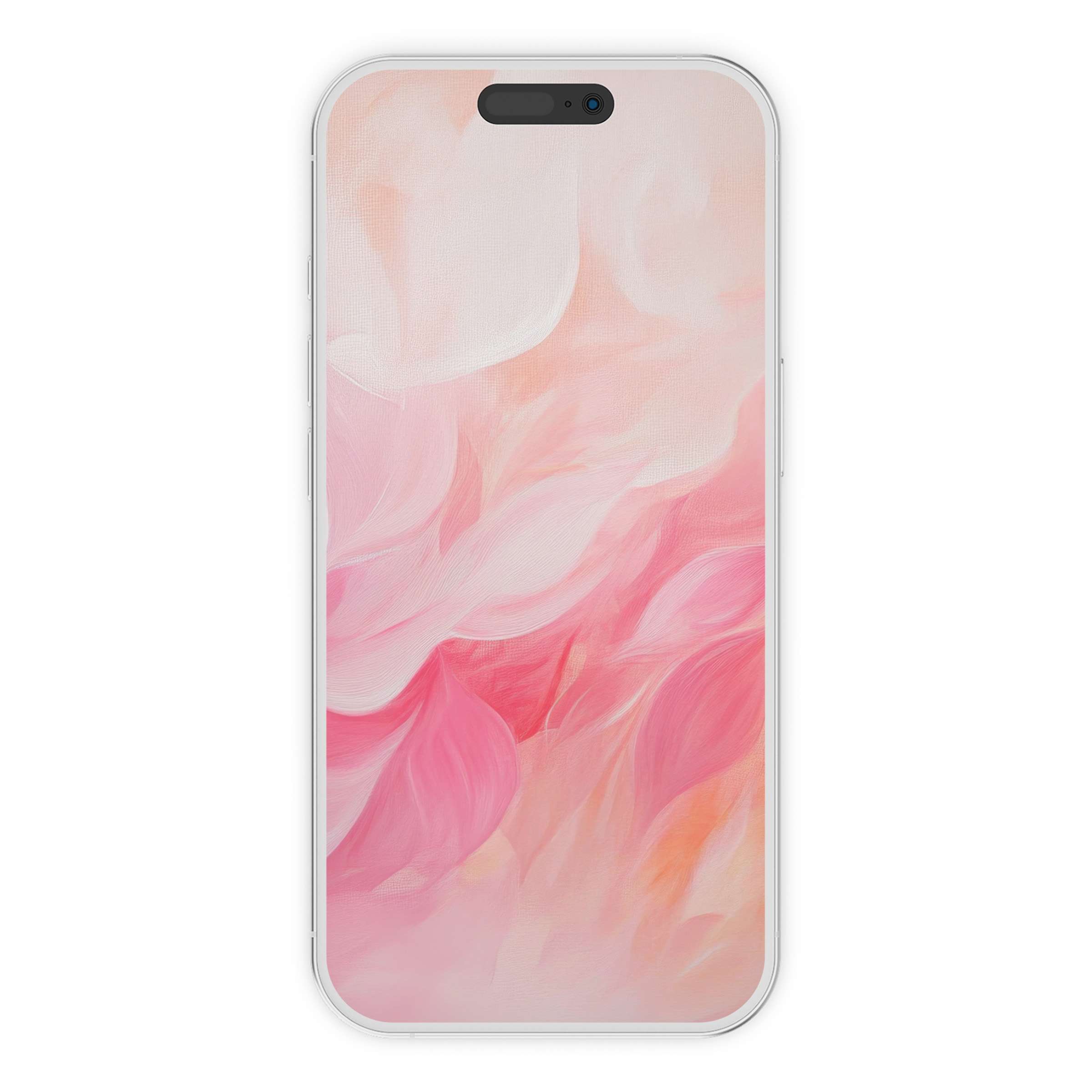 Elegant abstract iPhone wallpaper blending soft pink and peach tones for a calming phone background digital download