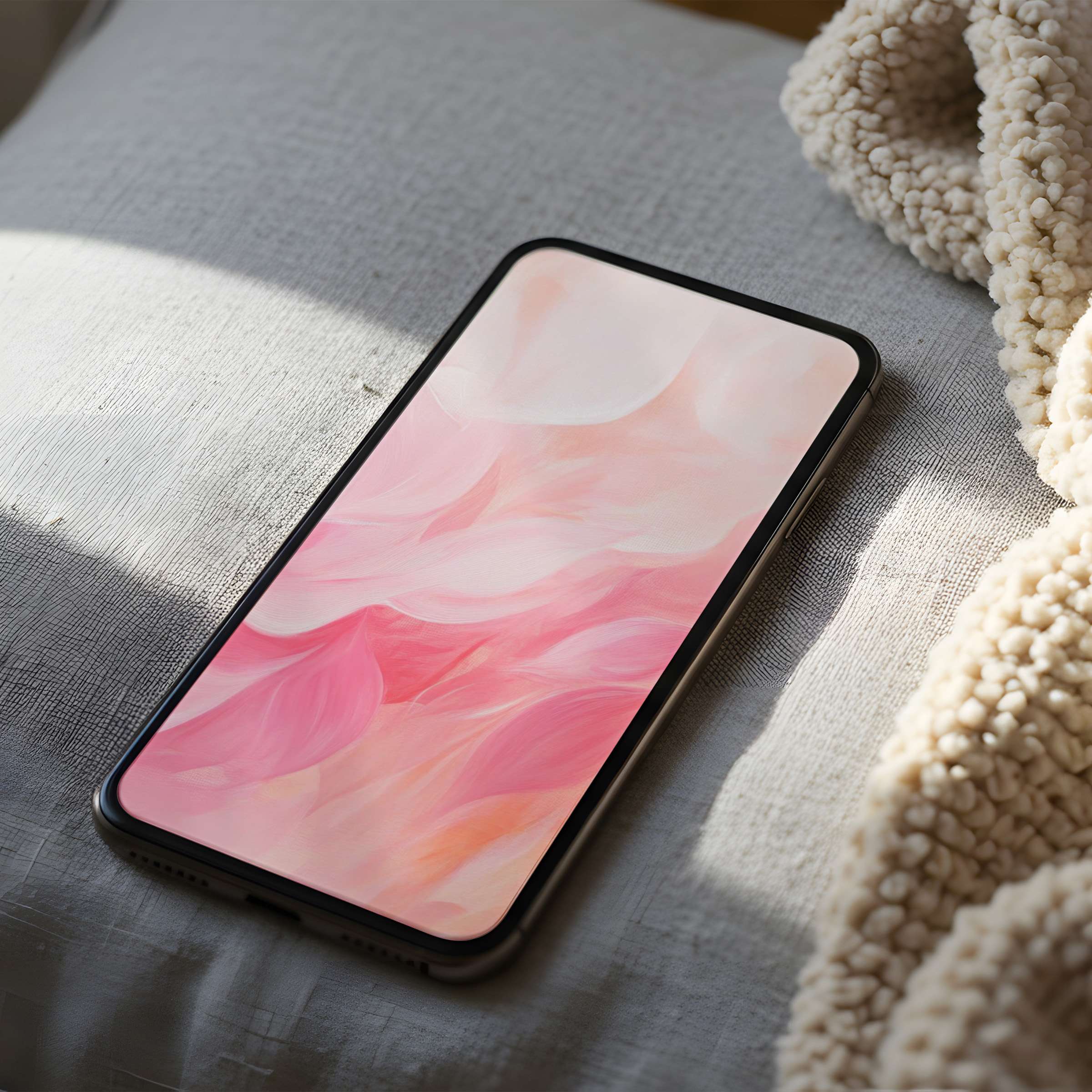 Soft pink abstract phone wallpaper fills your screen with calm elegance, offering a high resolution digital download for iPhone and Android