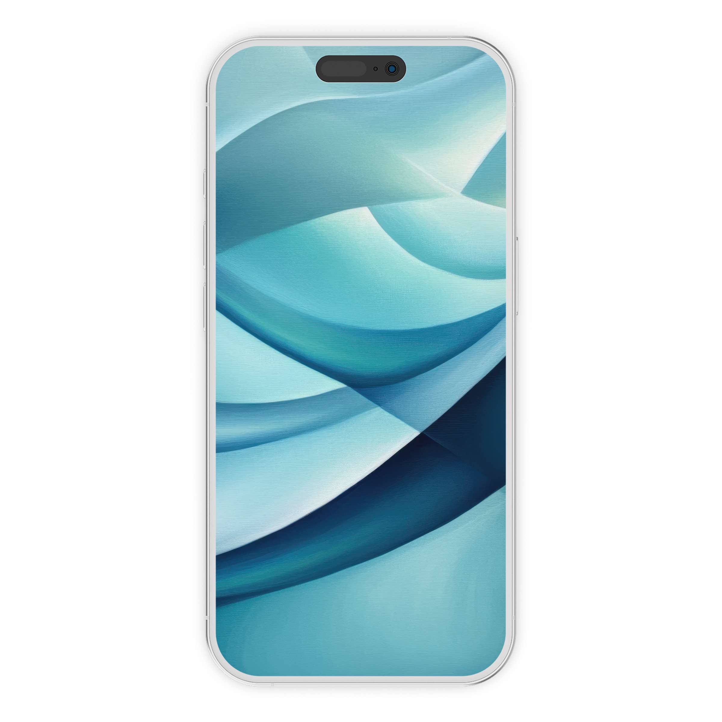 Elegant abstract iPhone wallpaper featuring soothing blue waves for a calming phone background, digital download for Android too