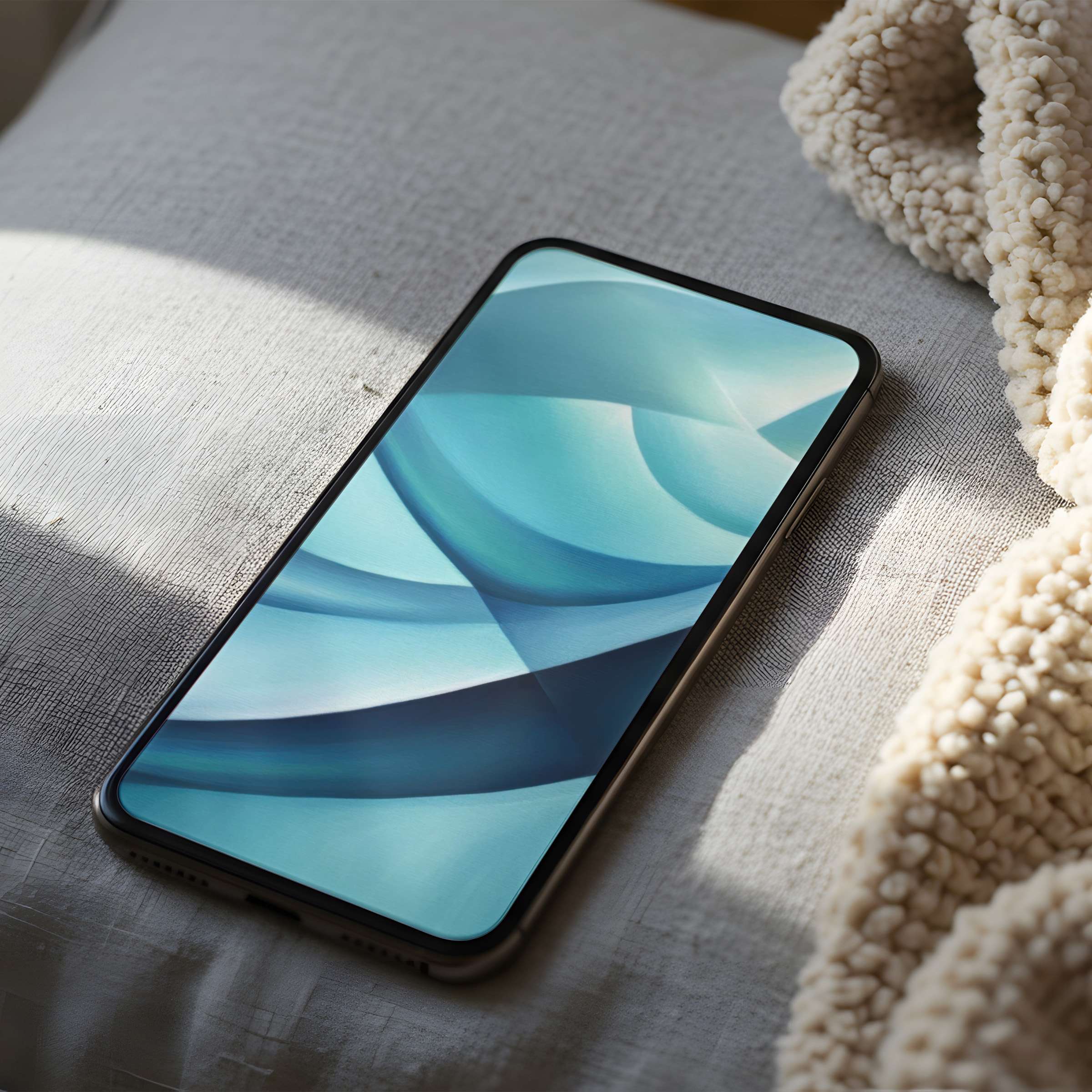 Elegant blue abstract phone wallpaper offering high resolution serenity, perfect for iPhone or Android digital download