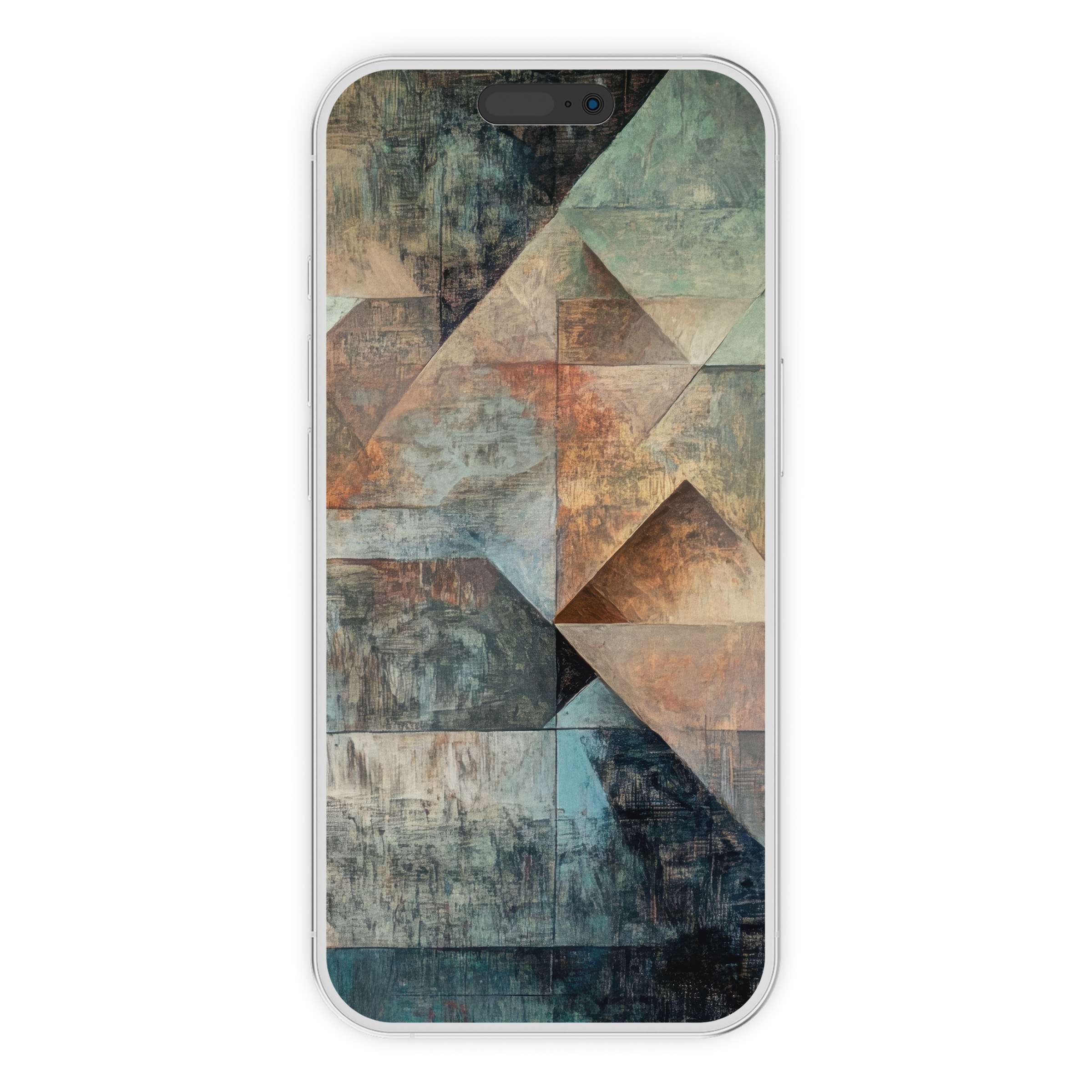 Elegant abstract iPhone wallpaper featuring geometric textures in muted earth tones for a soothing phone background digital download