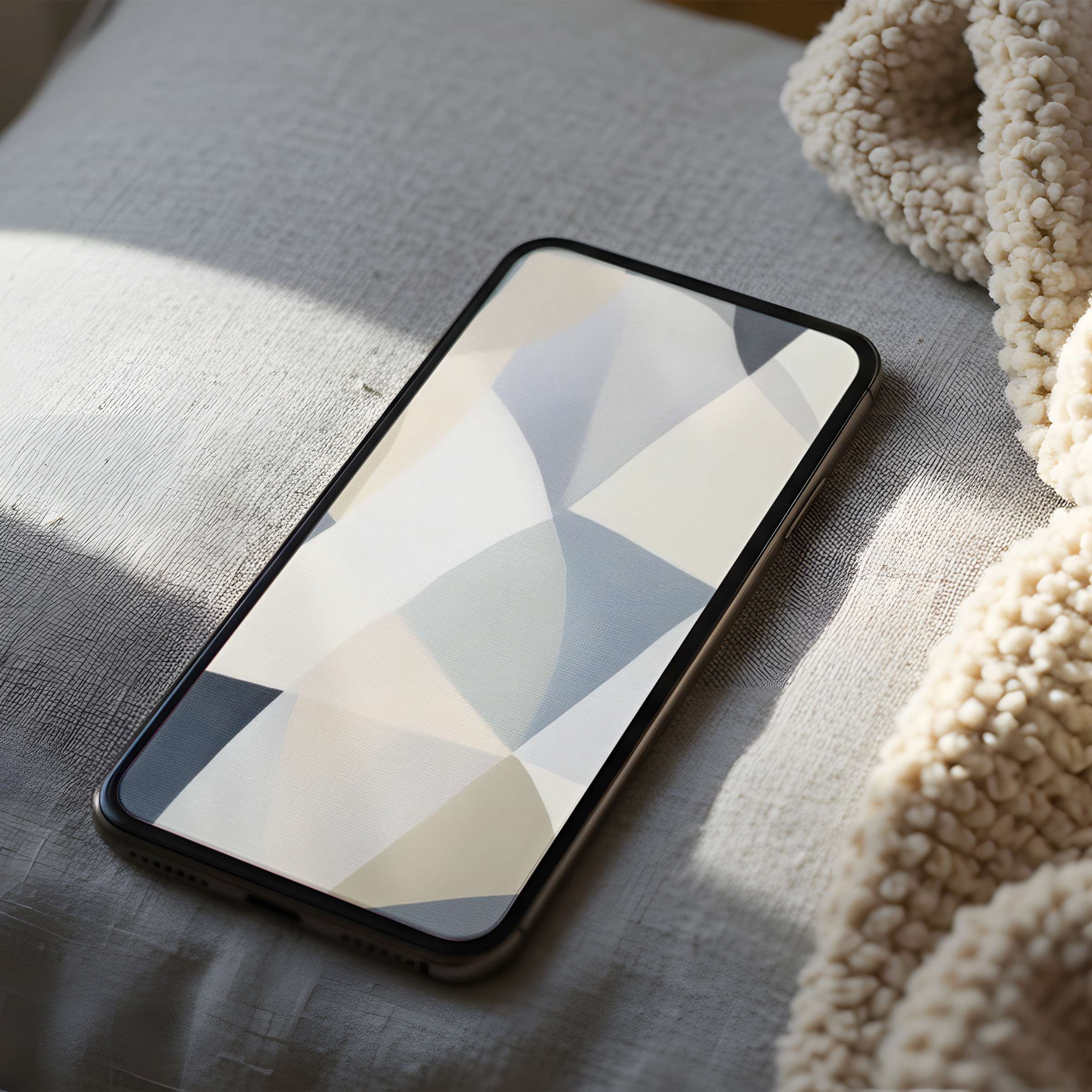 Elegant abstract phone wallpaper featuring soft neutral tones and geometric patterns offers a calm aesthetic for iPhone and Android users
