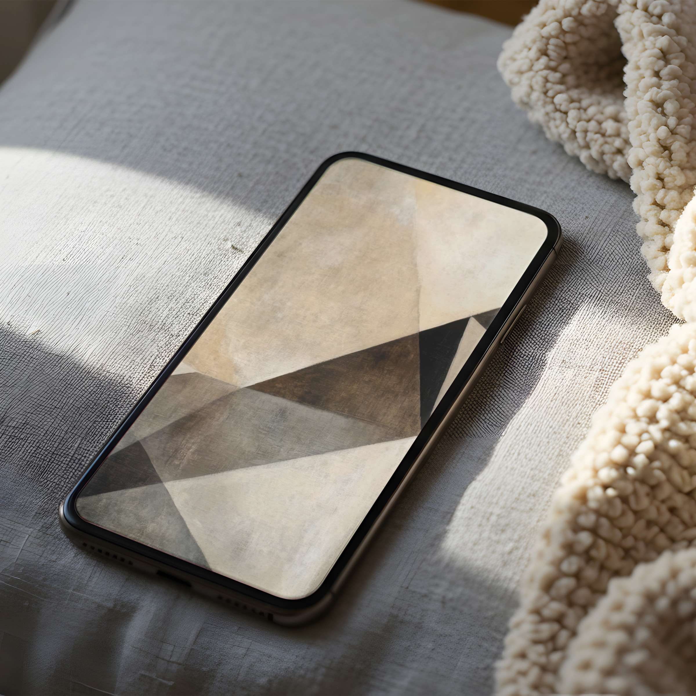 Elegant geometric phone wallpaper in neutral tones for curated iPhone or Android screens high resolution digital download background