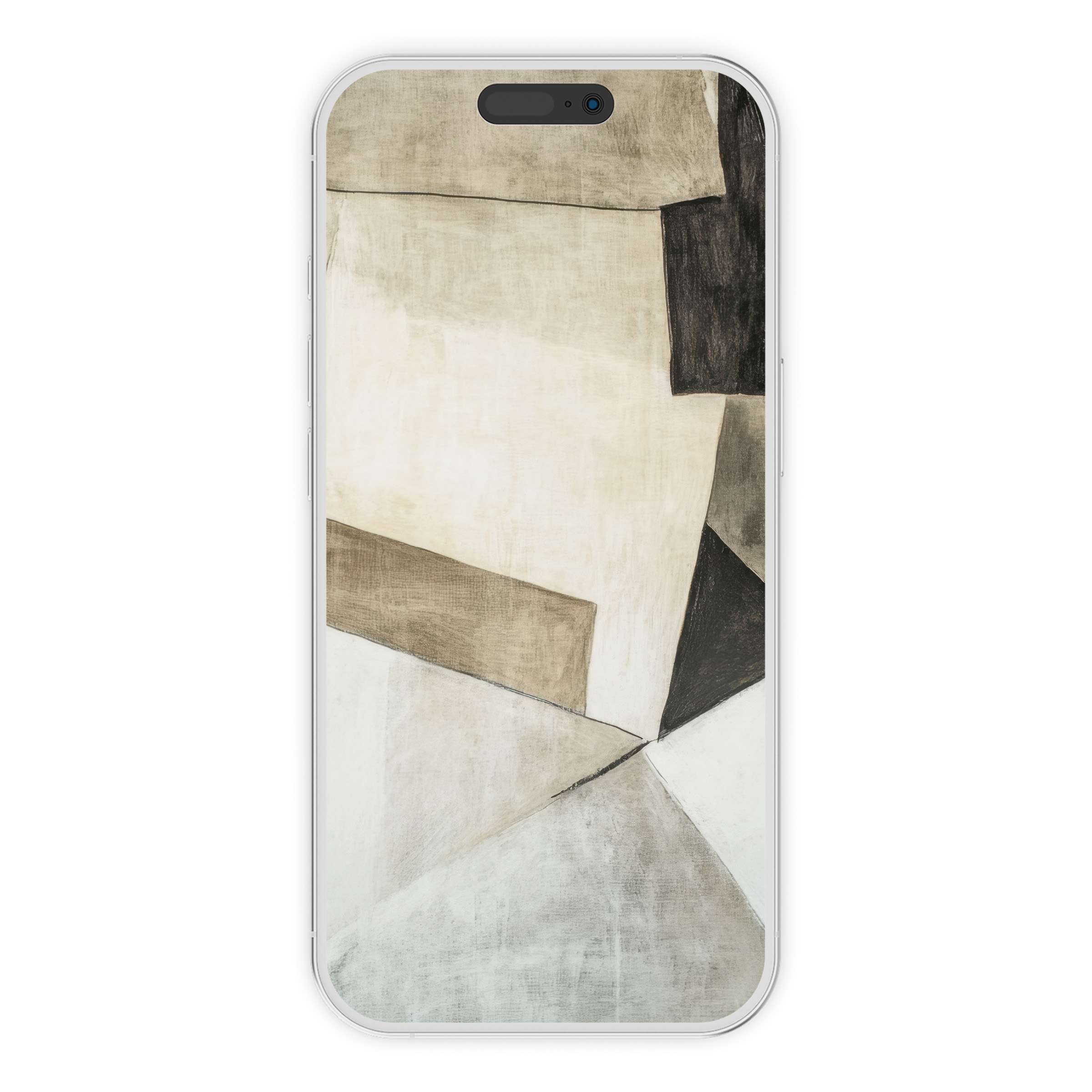 Elegant abstract iPhone wallpaper features neutral tones and geometric shapes as a calming digital download phone background