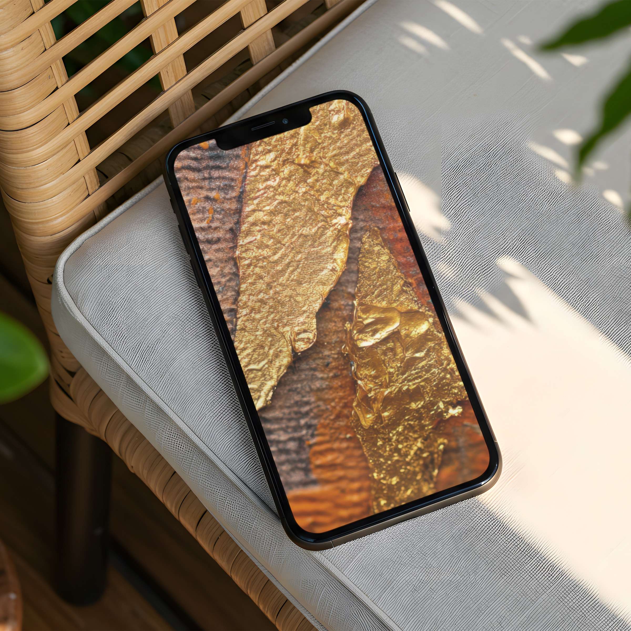 Golden abstract iPhone background for instant download brings elegance and calm to your phone, fits iPhone and Android beautifully