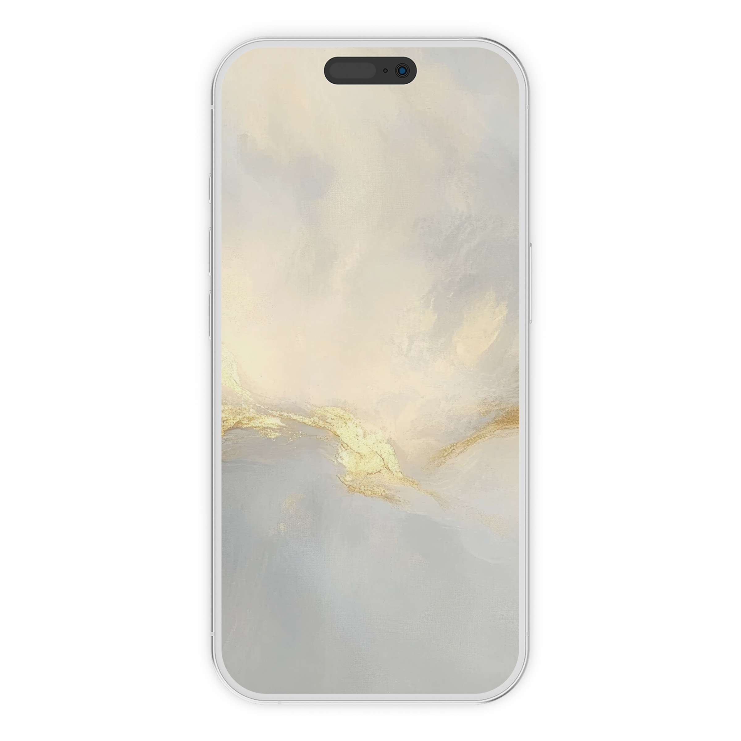 Serene abstract iPhone wallpaper features soft beige and gold tones, perfect digital download for elegant phone background aesthetics