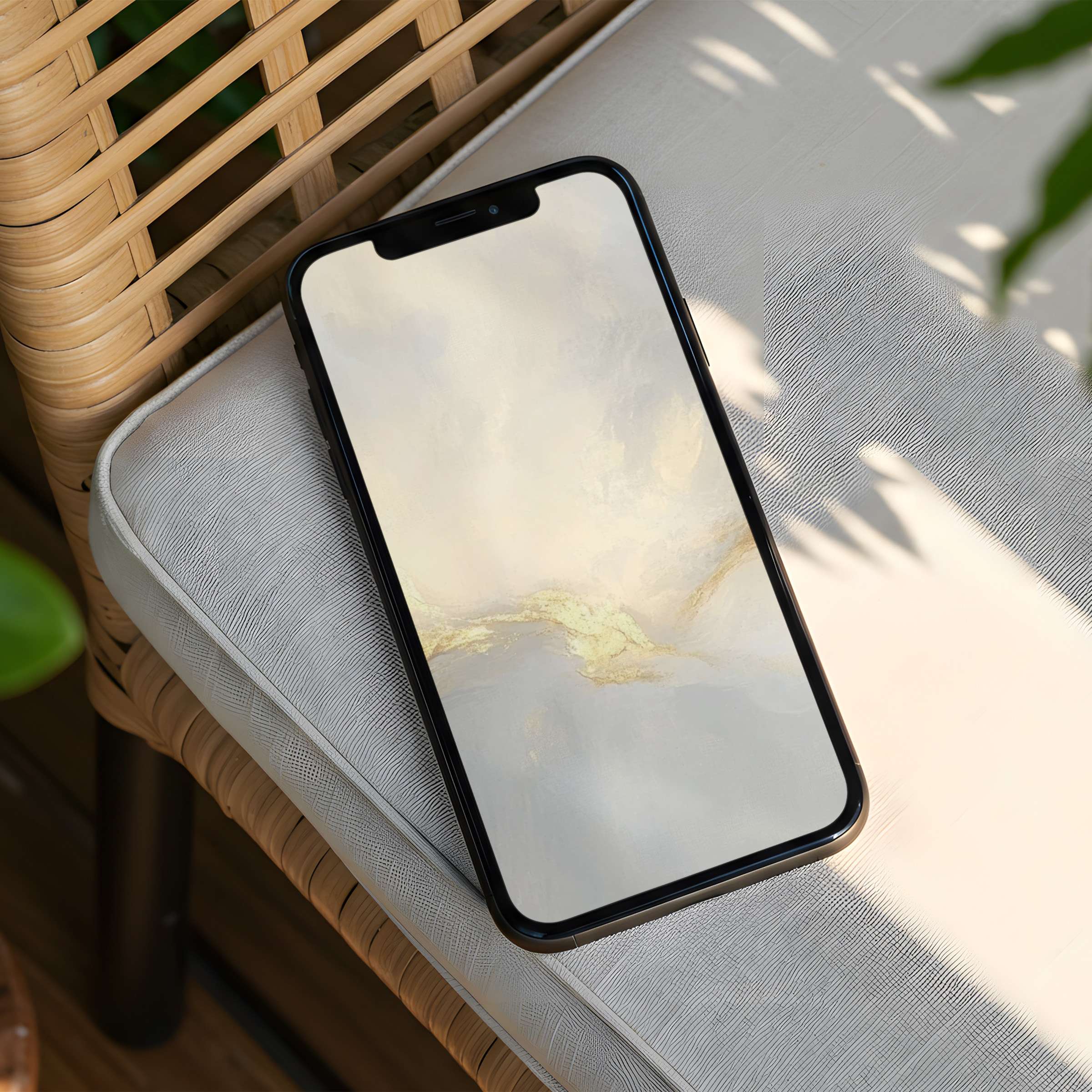 Elegant abstract iPhone background with soft gold and cream hues; perfect for calm inspiration; instant download for any phone