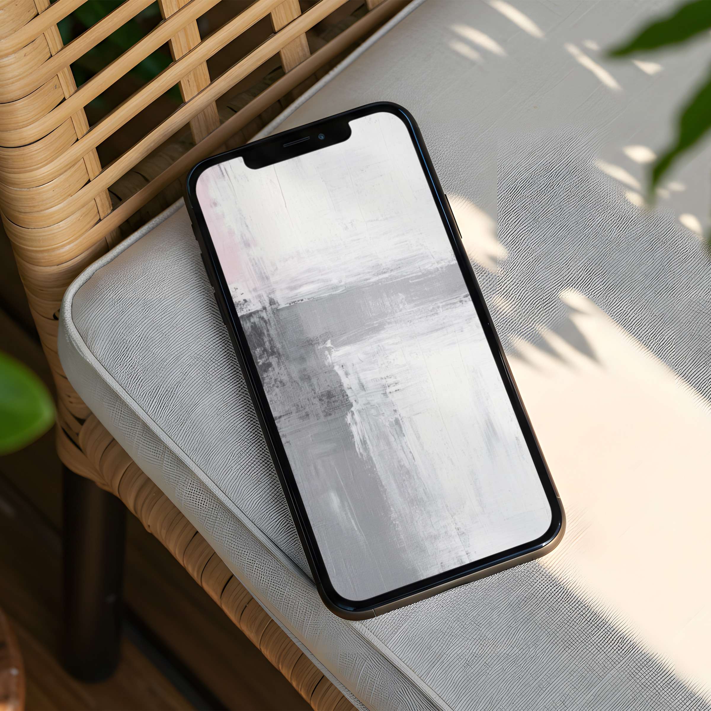 Elegant abstract iPhone background in soft grays and whites offers instant download for phone calm and mindful inspiration