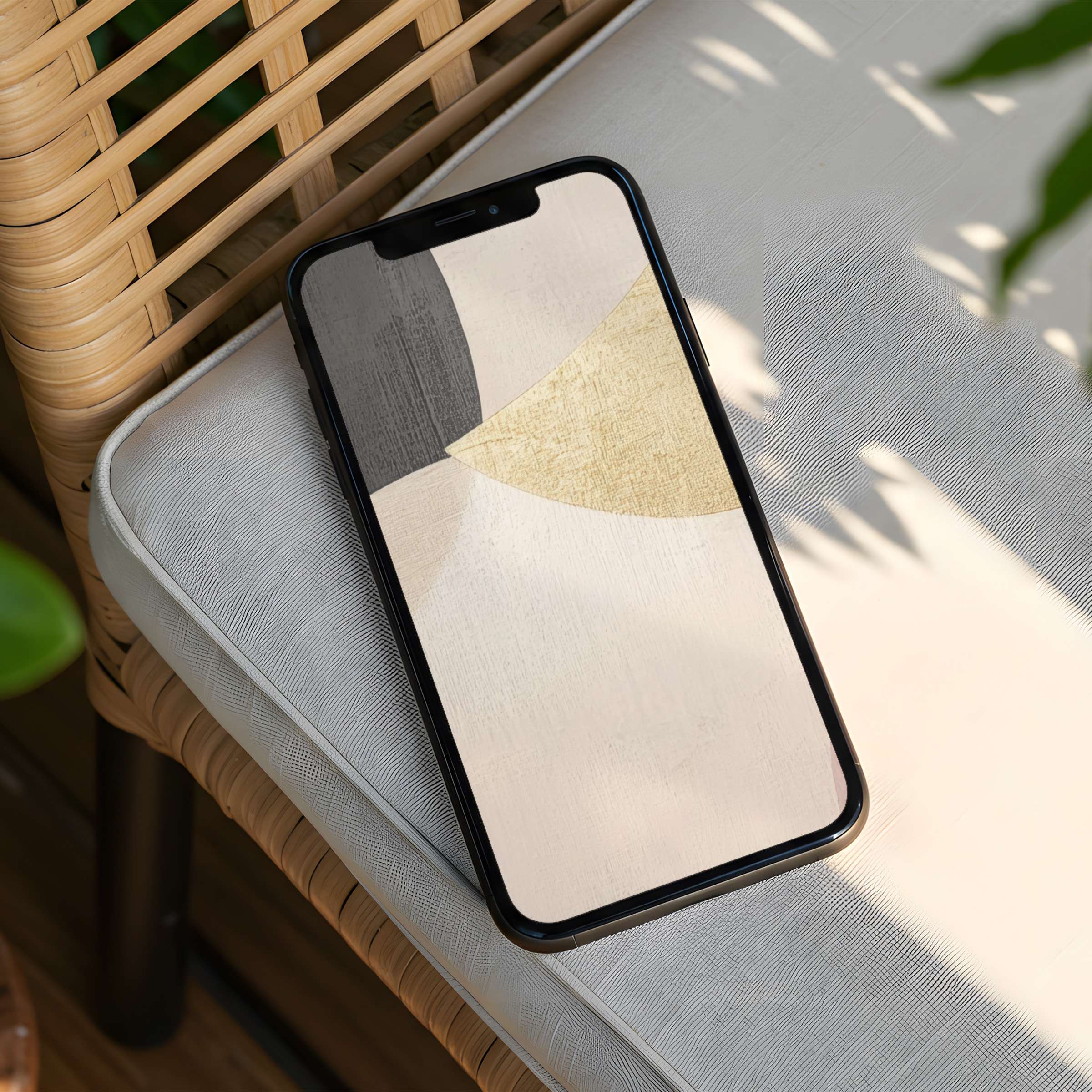 Elegant abstract design in neutral tones as iPhone background offers calm inspiration for mindful living available for instant download to phone