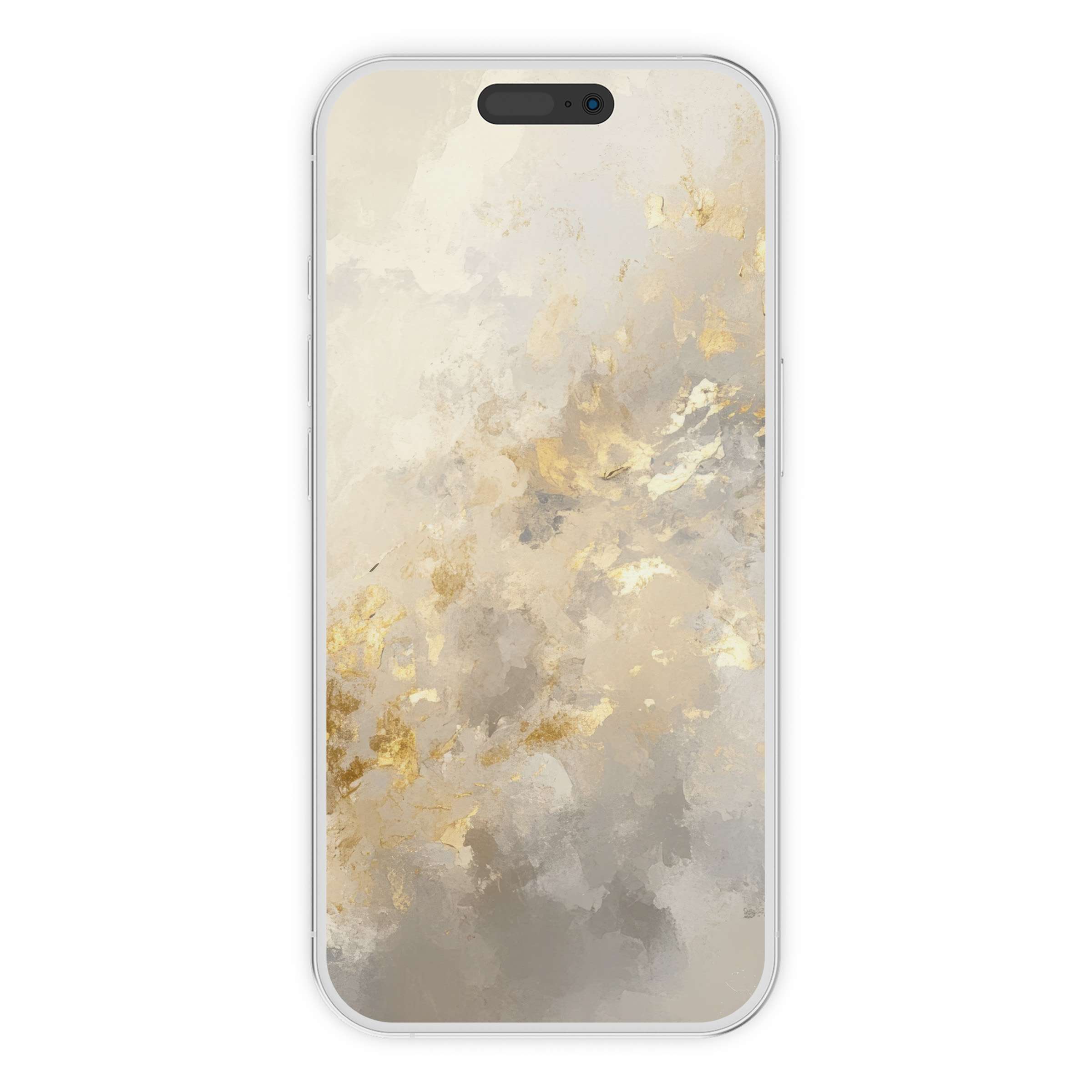 Elegant abstract iPhone wallpaper offers a serene, gold-infused cloudscape perfect for phone background digital download today