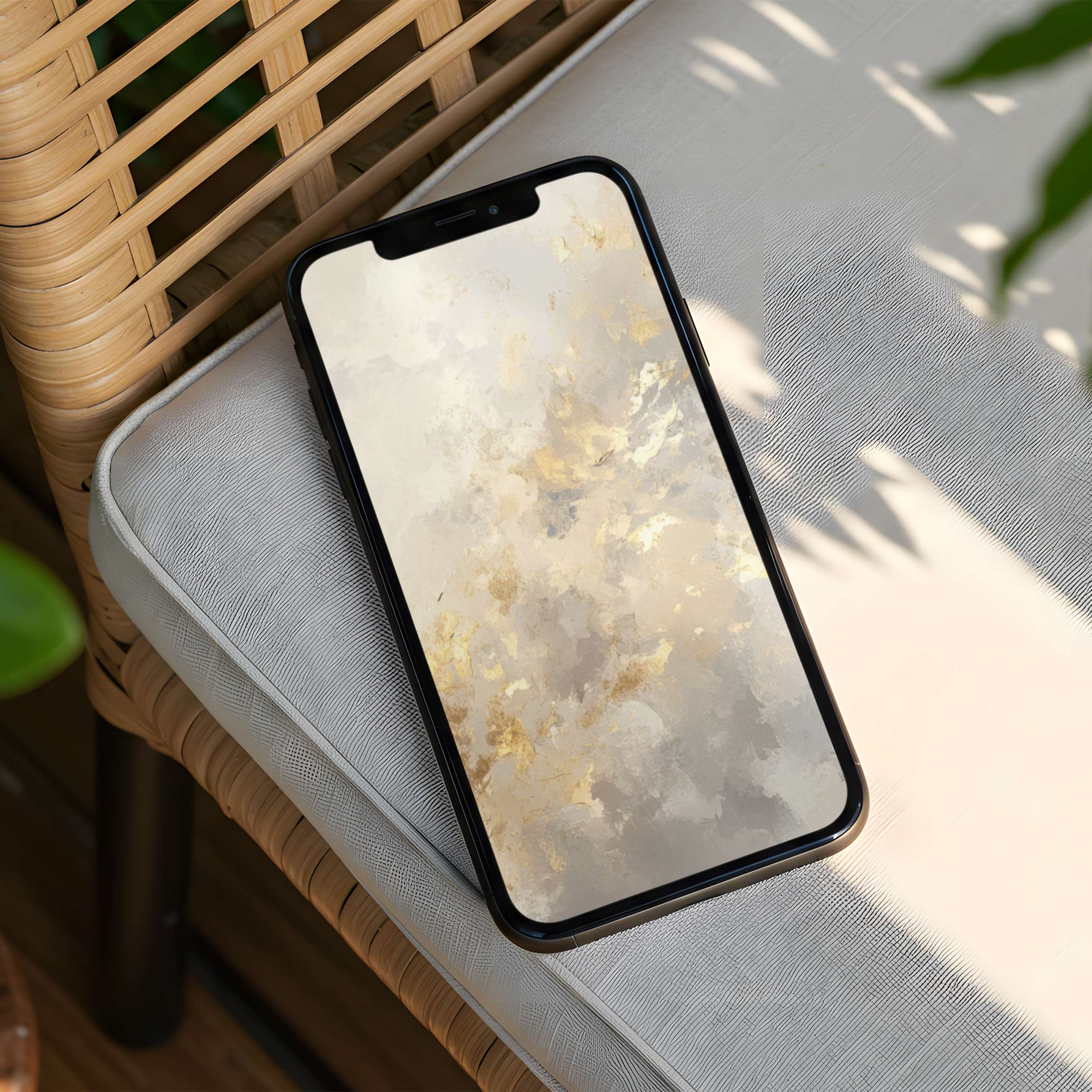 Elegant abstract iPhone background with calming golden hues and soft textures for instant download to elevate any phone design