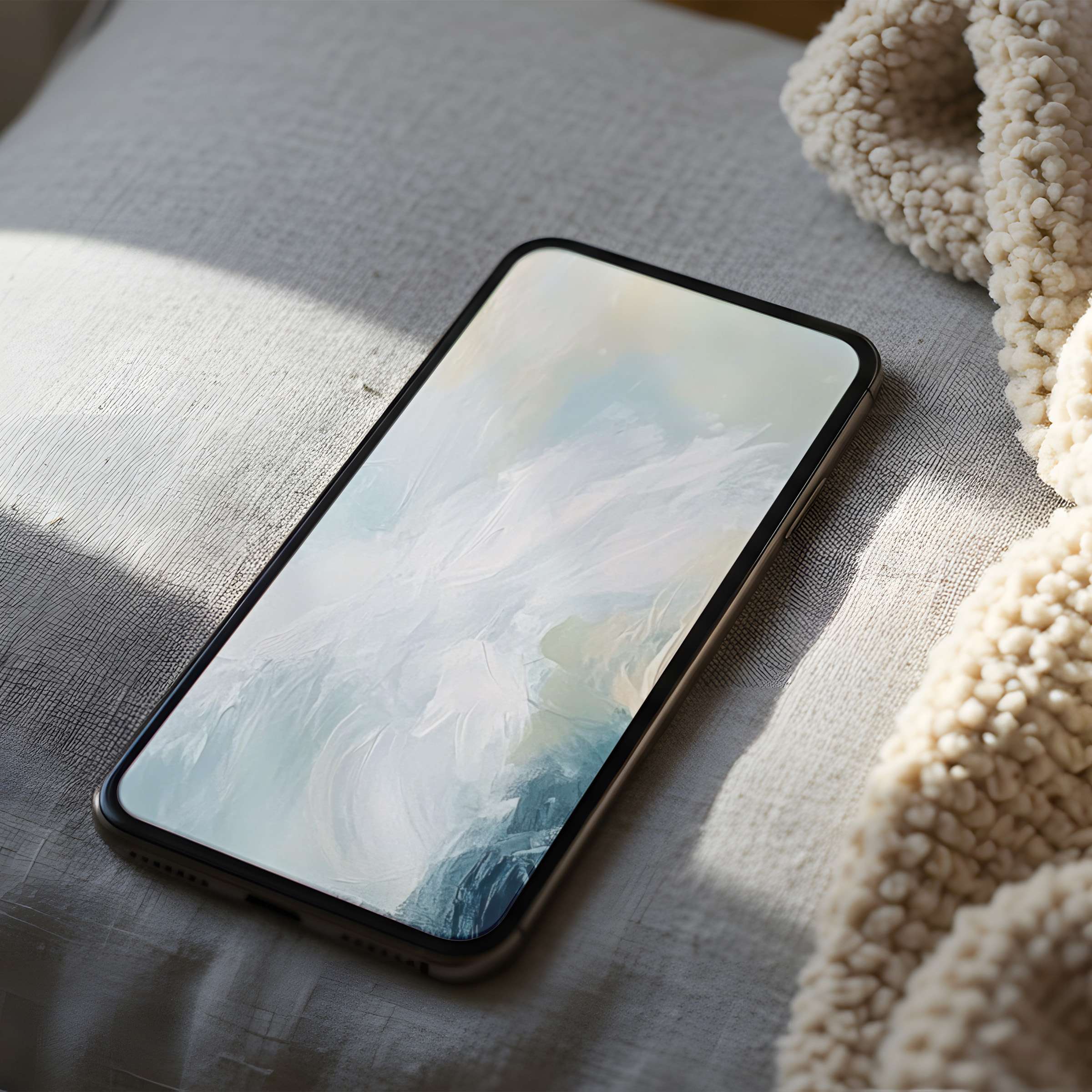 Elegant phone wallpaper featuring calming pastel abstract waves, ideal for high resolution digital download on iPhone and Android