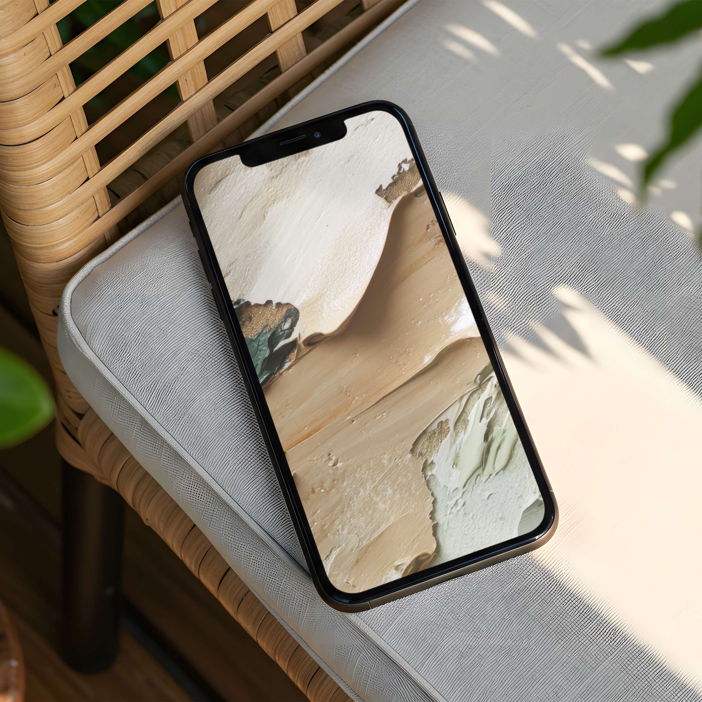 Elegant iPhone background with neutral abstract texture offers calm and mindful inspiration as an instant download for any phone