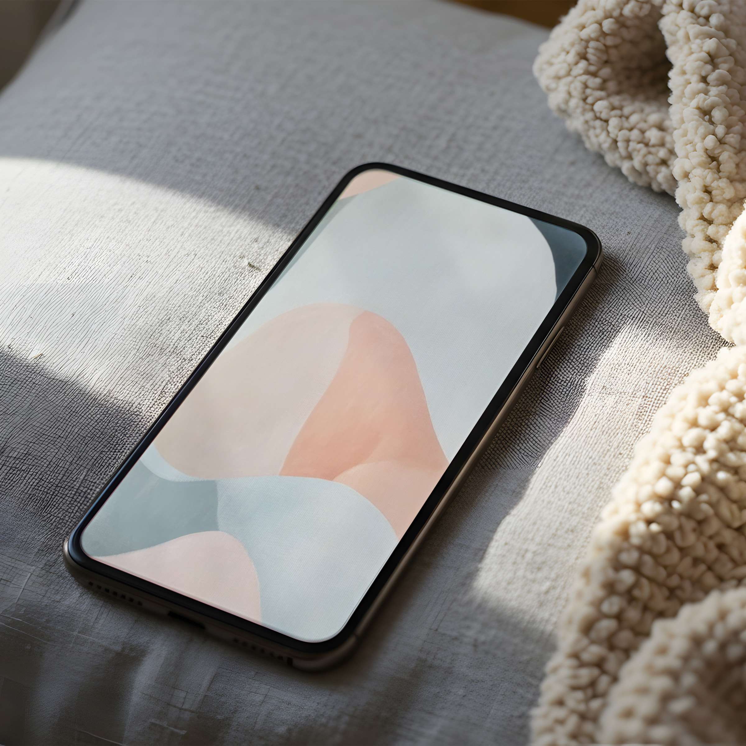 Calming abstract pastel phone wallpaper on a high-resolution screen captures elegance; perfect digital download for iPhone and Android