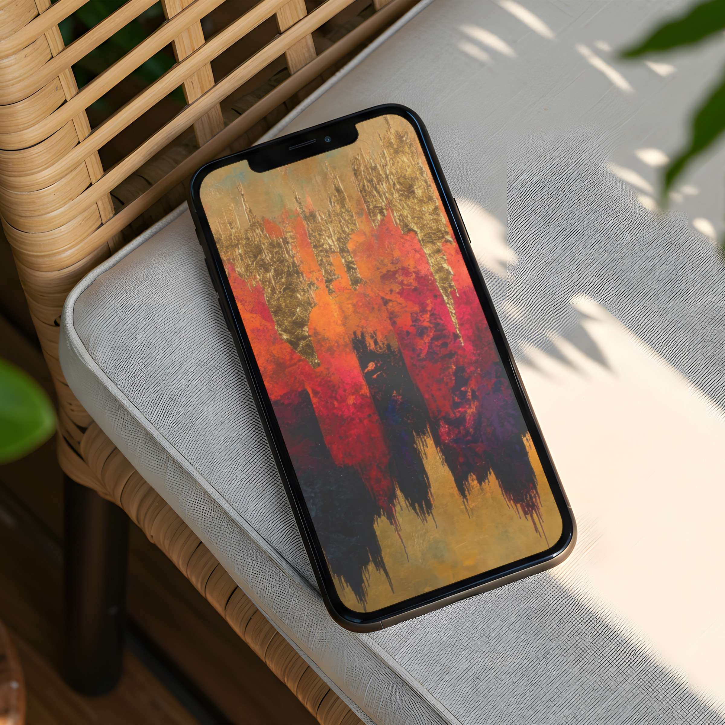 Elegant abstract design in warm sunset tones for iPhone background offering instant download to elevate your phone’s aesthetics