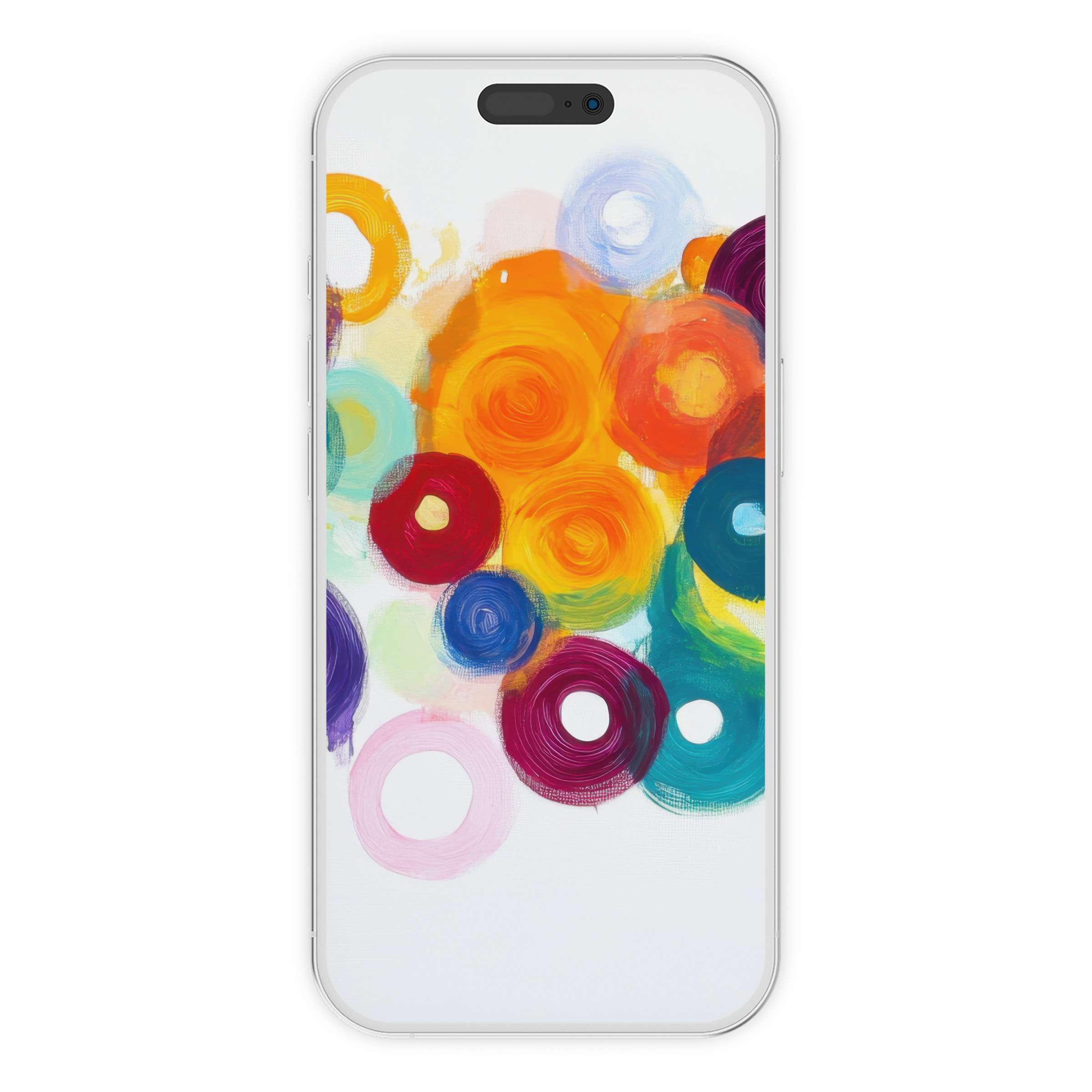 Vibrant abstract iPhone wallpaper with colorful circles creates a lively phone background perfect for digital download on all devices