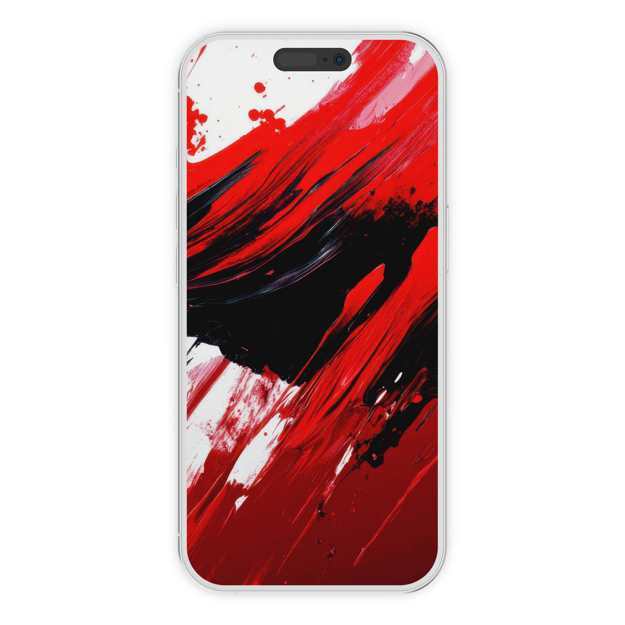 Vibrant abstract iPhone wallpaper with red and black brush strokes creates an inspiring phone background for digital download and style