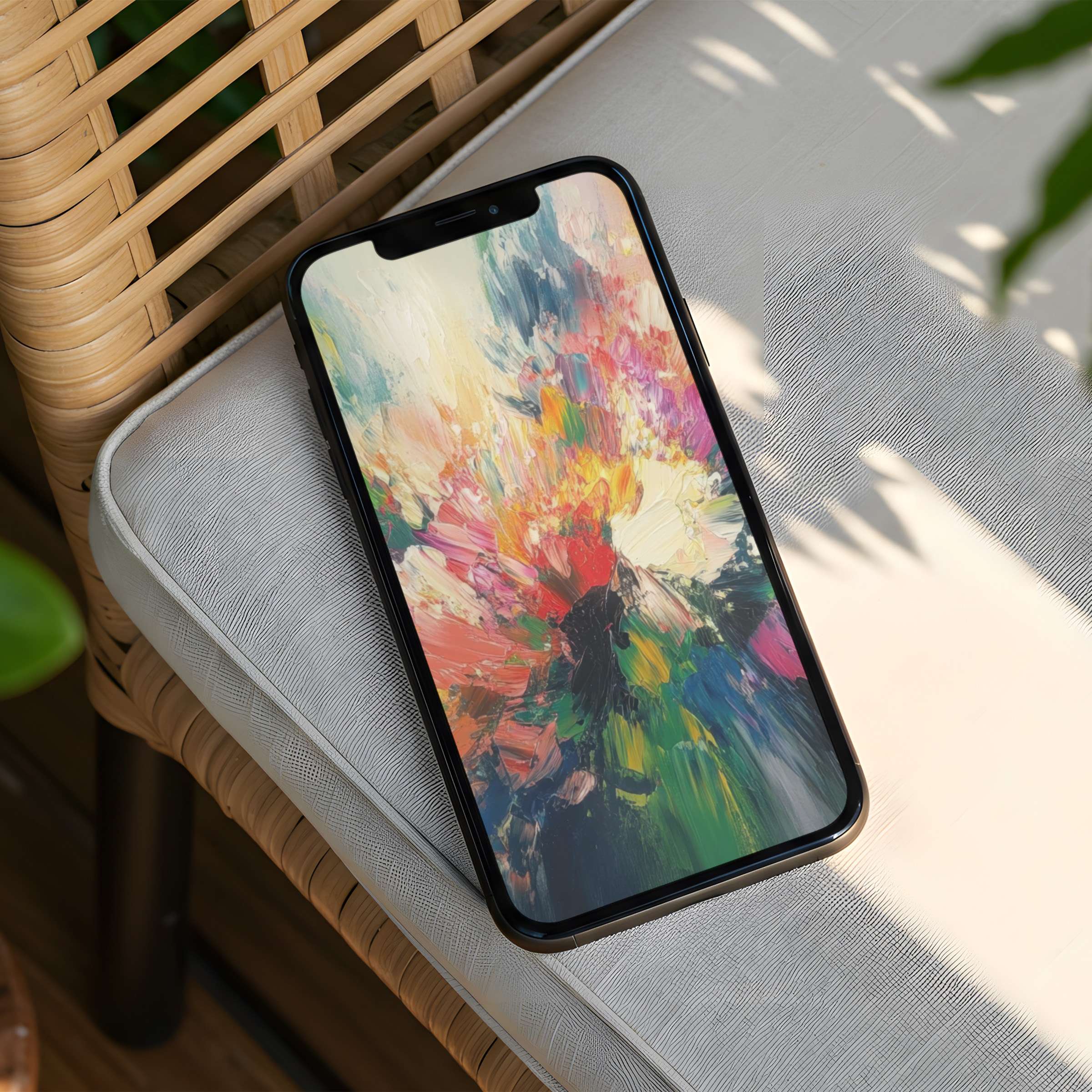 Vibrant abstract iPhone background art in soothing sunlight offers instant download for phone users seeking elegance, calm, and inspiration