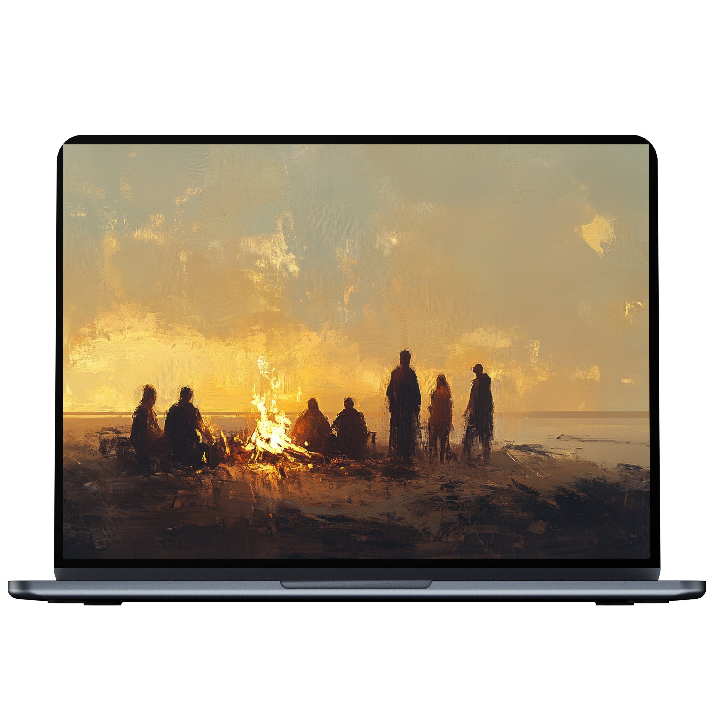 Inspire calm with a beach desktop wallpaper digital download featuring a vibrant sunset gathering, perfect for PC or laptop displays