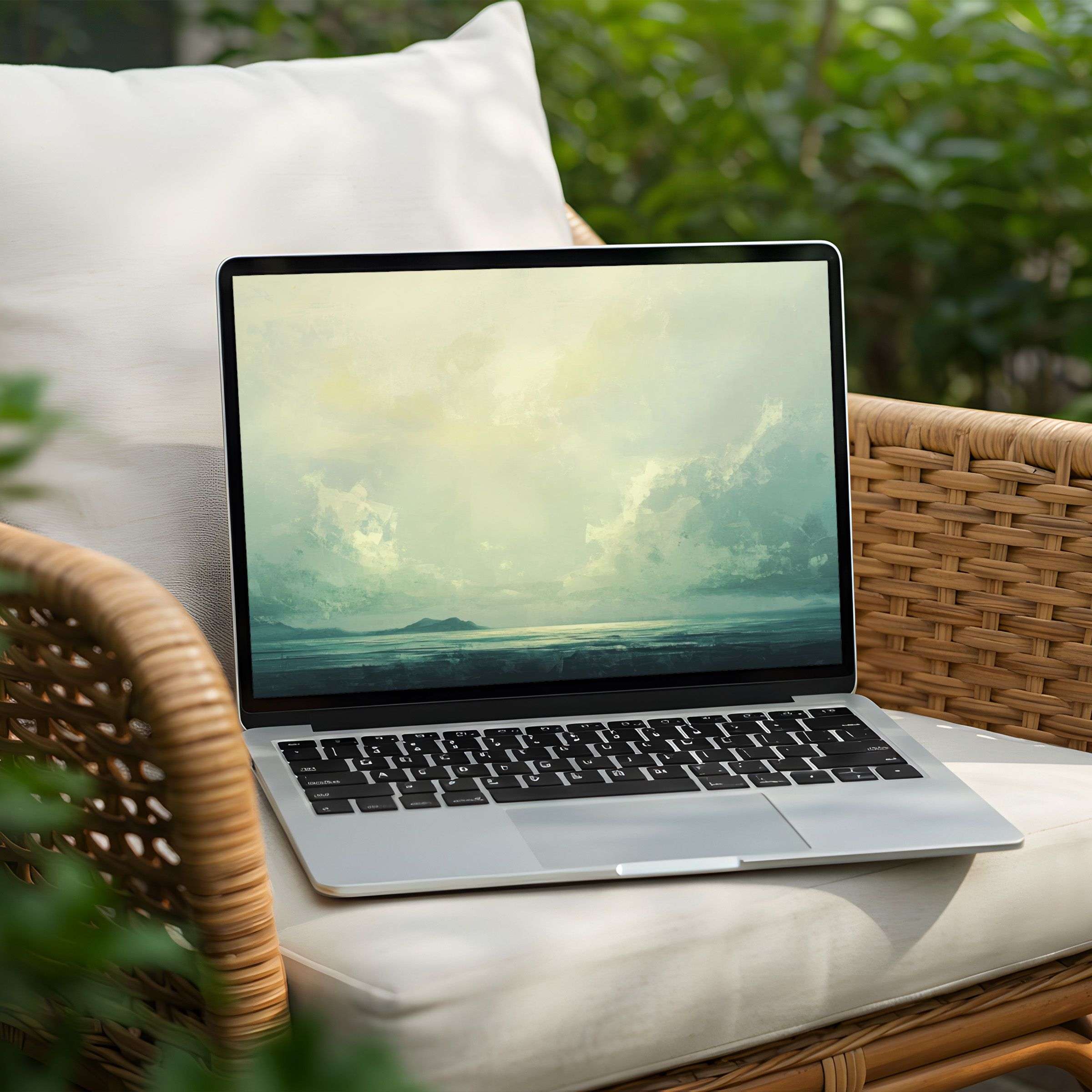 Inspire serenity with this instant download desktop background for PC or Laptop featuring calming sea and sky hues