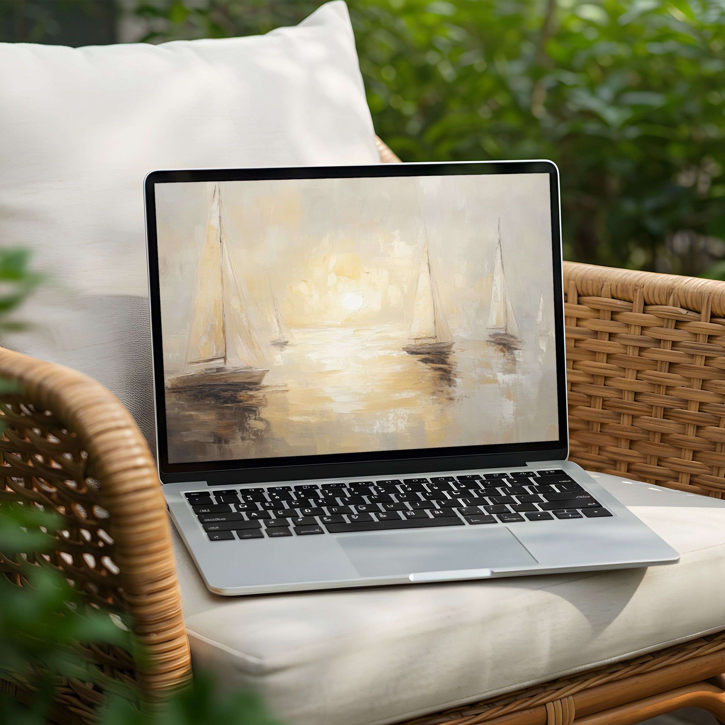 Elegant sailboats on a serene sea as your desktop background for PC or Laptop Instant download for mindful inspiration