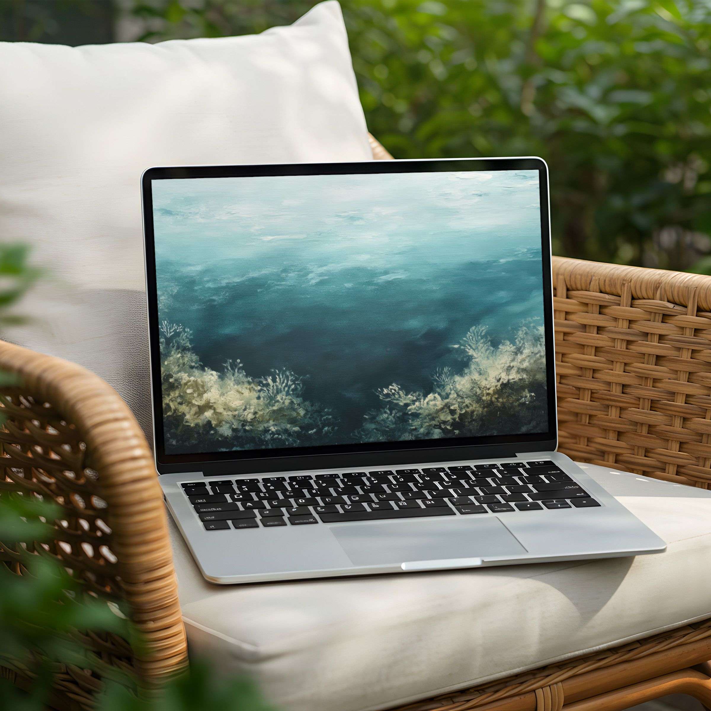 Elegant ocean-inspired desktop background for instant download on PC or Laptop creating a serene and mindful atmosphere