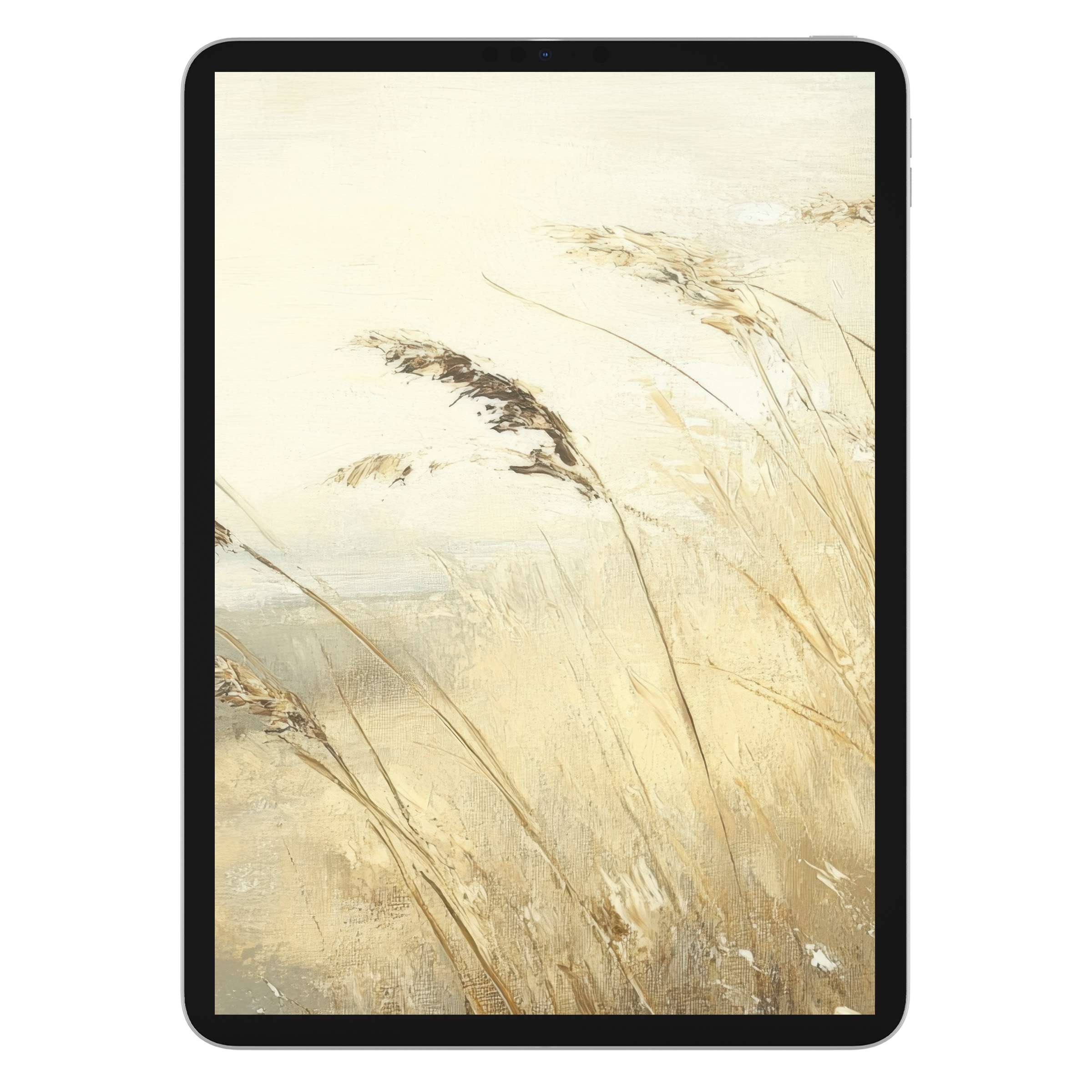 Beach iPad wallpaper features serene beige and cream tones with elegant tall grasses for a calming tablet background digital download