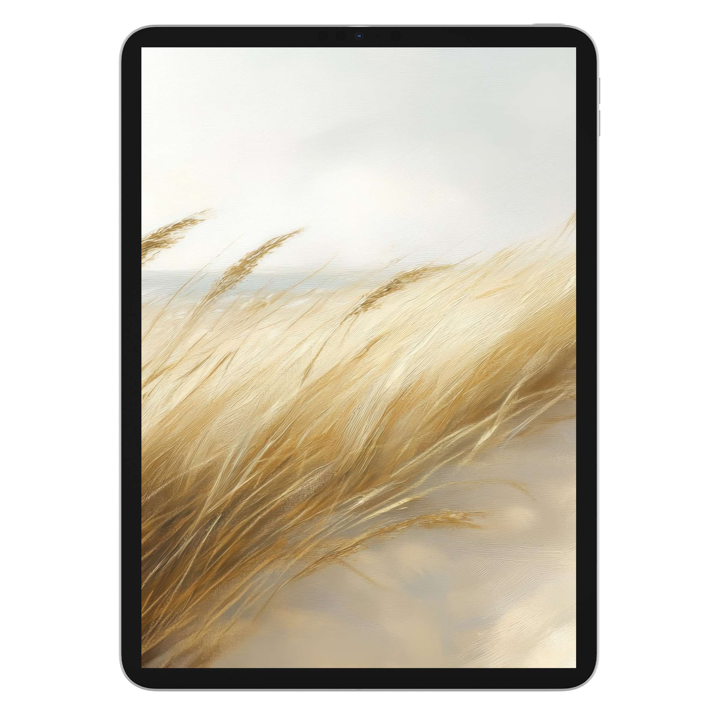 Golden wheat against a soft sky creates a serene beach iPad wallpaper digital download, ideal tablet background for nature lovers