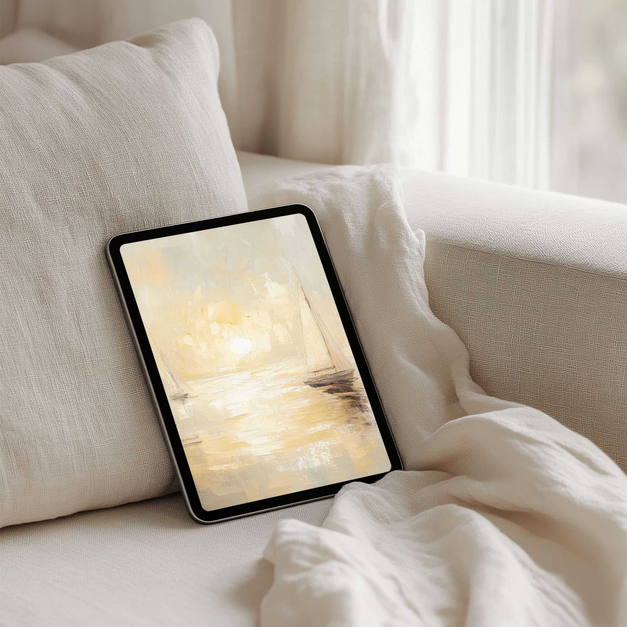 Elegant pastel seascape for iPad background instant download brings calm and inspiration to any tablet like Samsung or Android