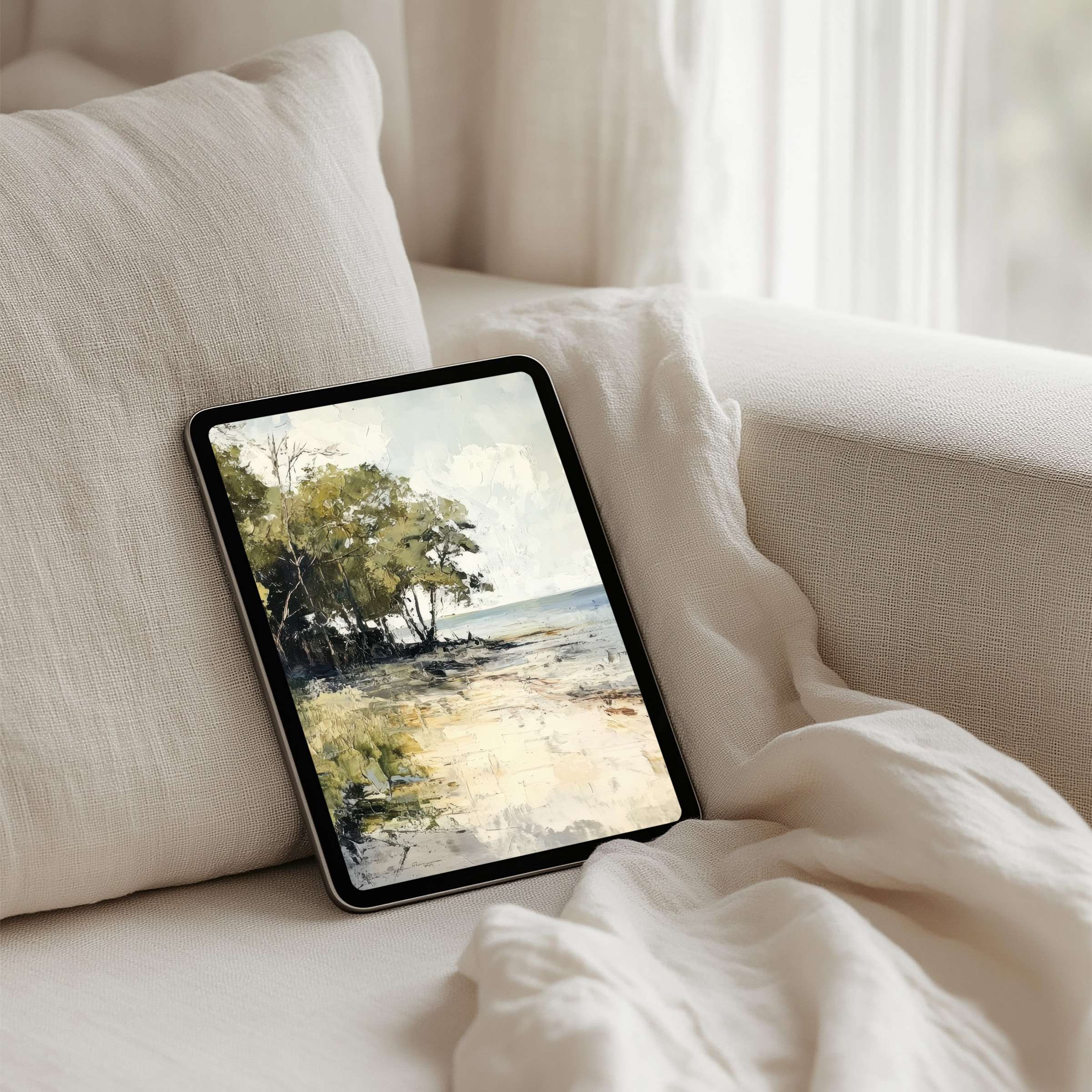 Calm coastal landscape iPad background for instant download on your tablet Inspires elegance mindfulness Fits iPad Samsung Android