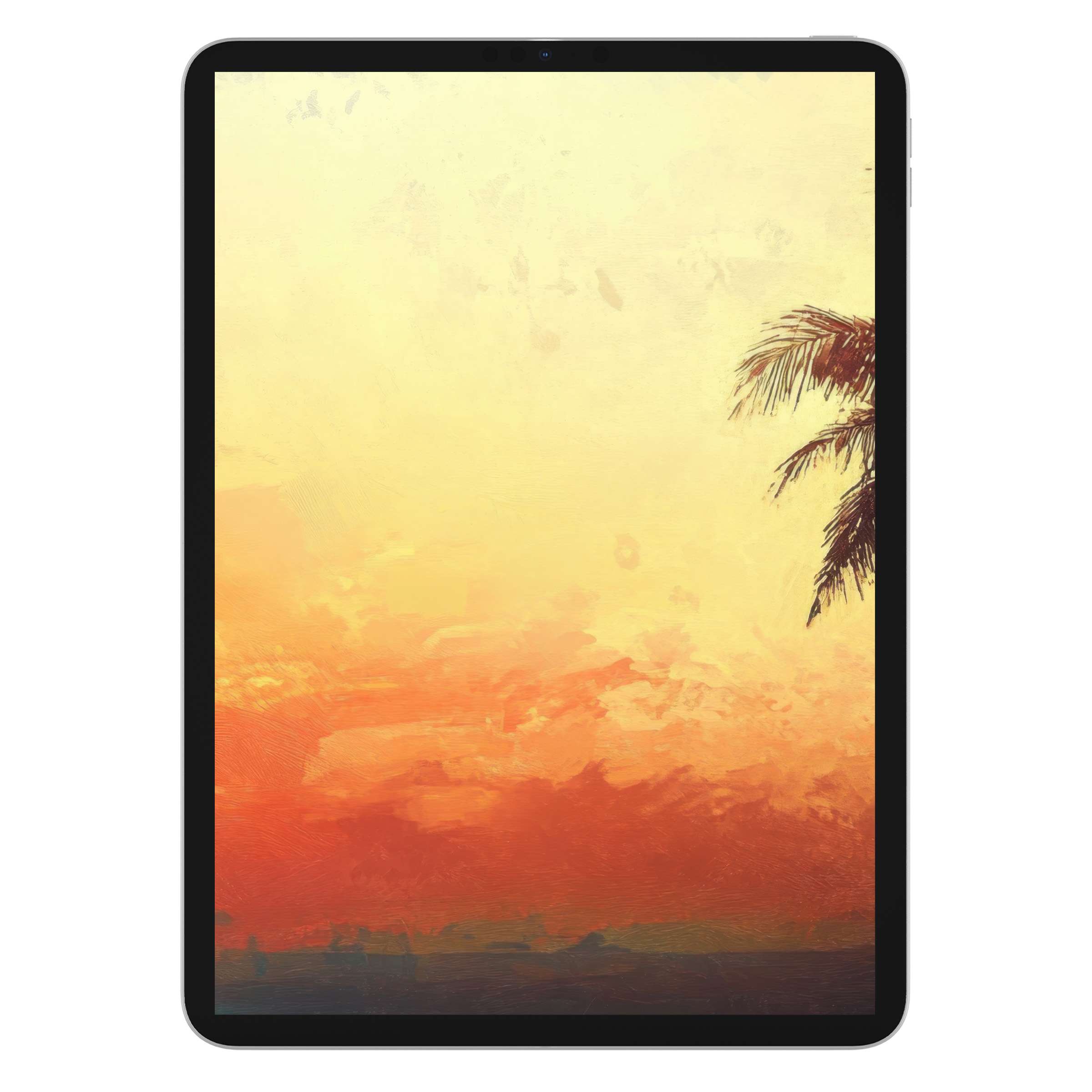 Warm beach iPad wallpaper with a serene sunset background offers a digital download for tablet aesthetics and relaxation