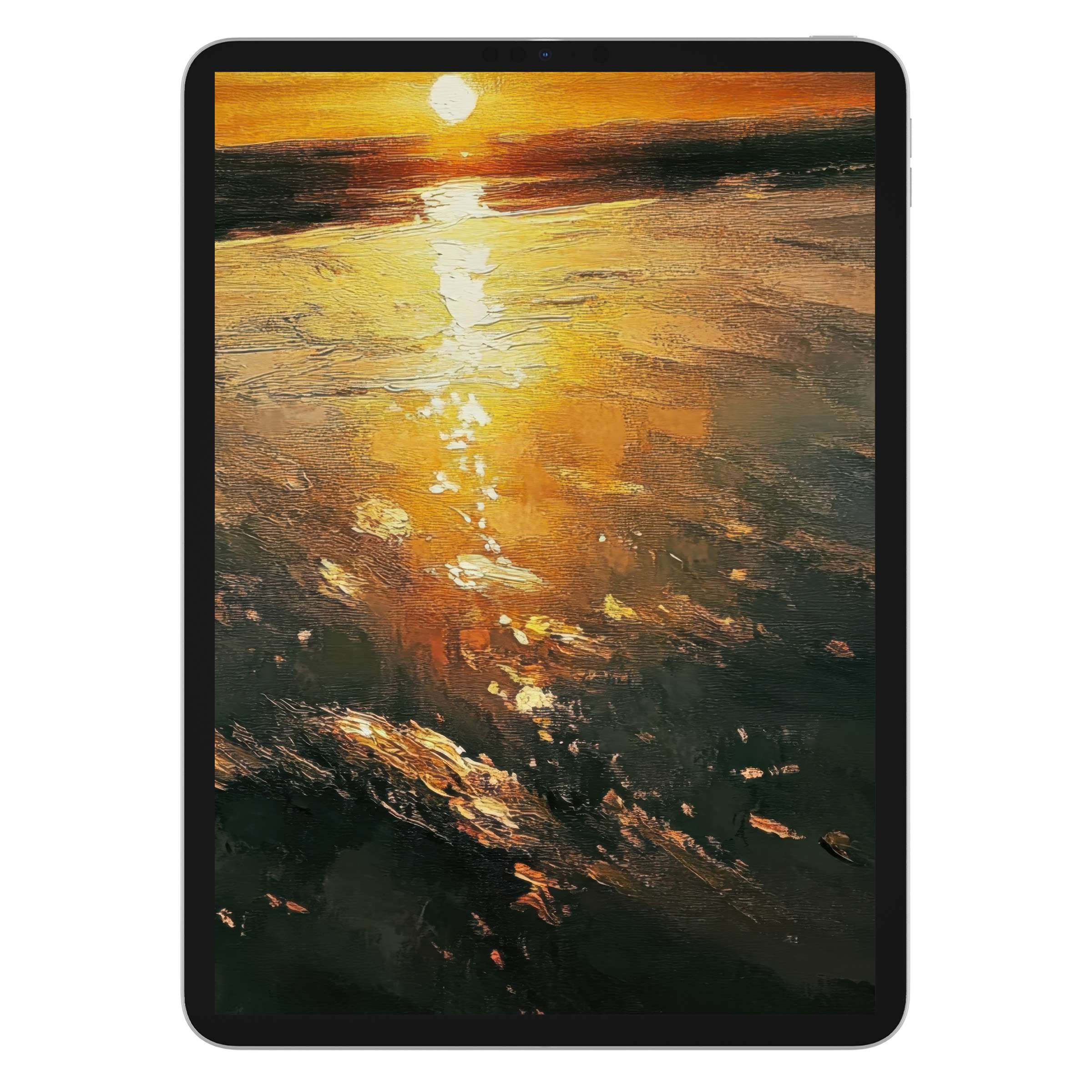 Beach iPad wallpaper with warm sunset hues reflecting on water creates a serene digital download background for any tablet